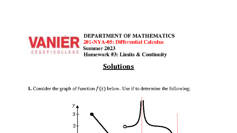 Differential Calculus (MATH 101) Summer 2023 Homework 3 Solutions - Studocu