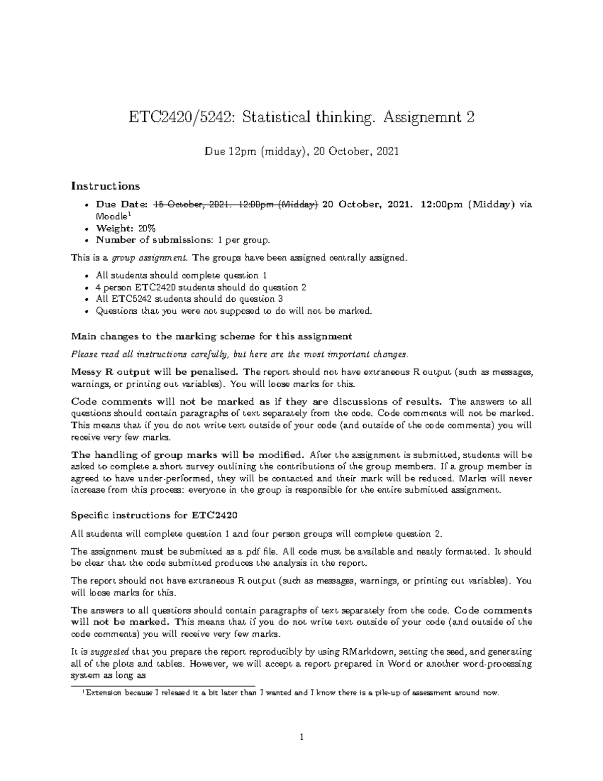 ETC2420/5242 Assignment 2 Update - Changes and Instructions for ...