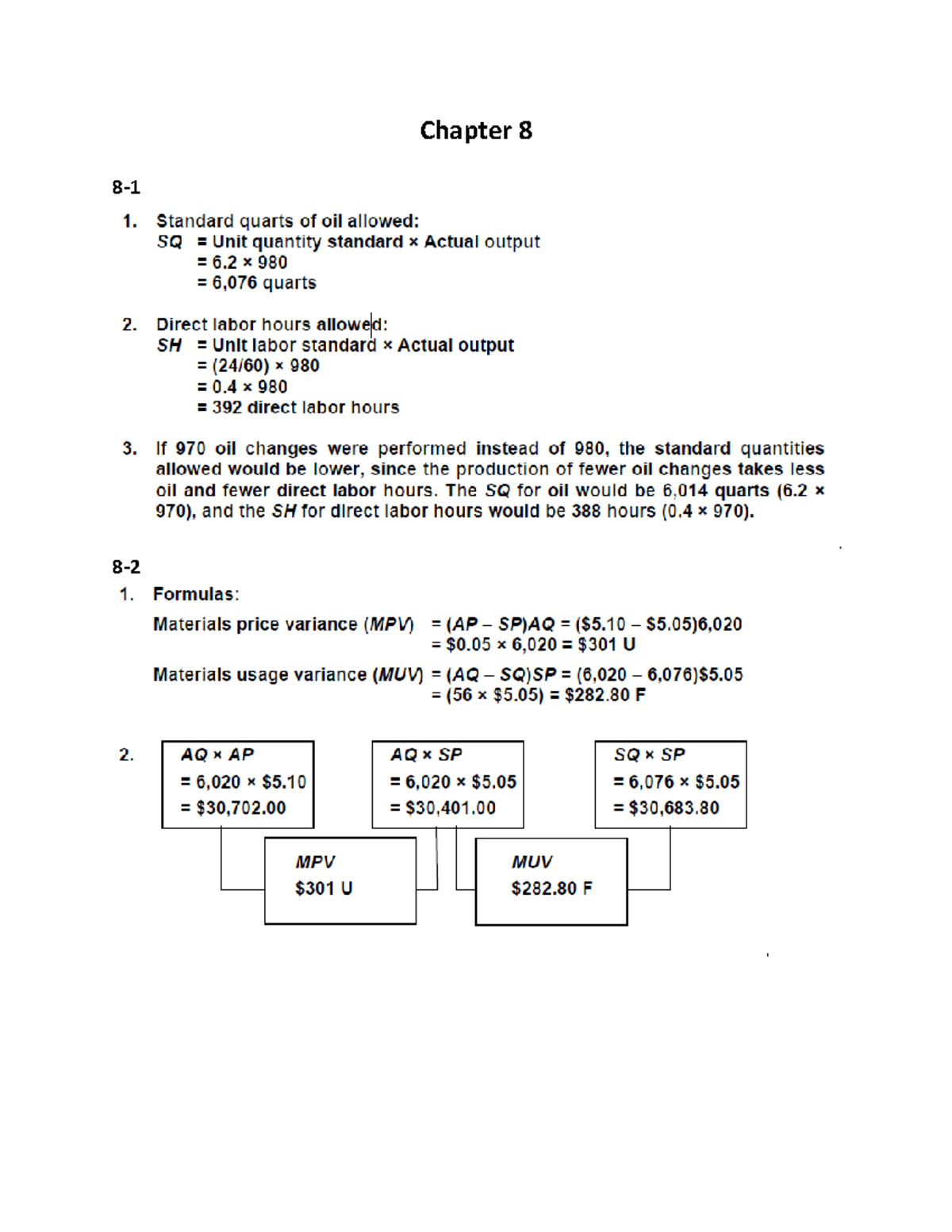 Solutions for Chapter 8 - Variance Analysis and Calculations - Studocu