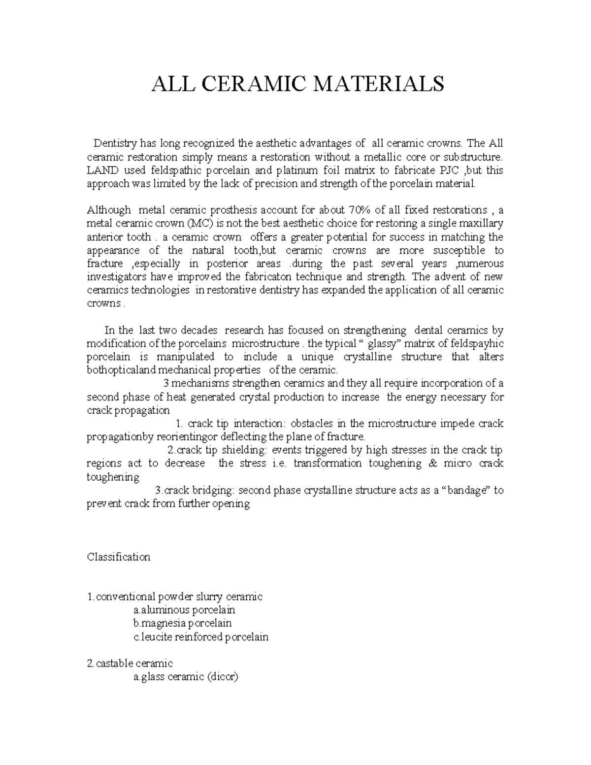 All ceramics - Lecture on Dental Materials - ALL CERAMIC MATERIALS ...
