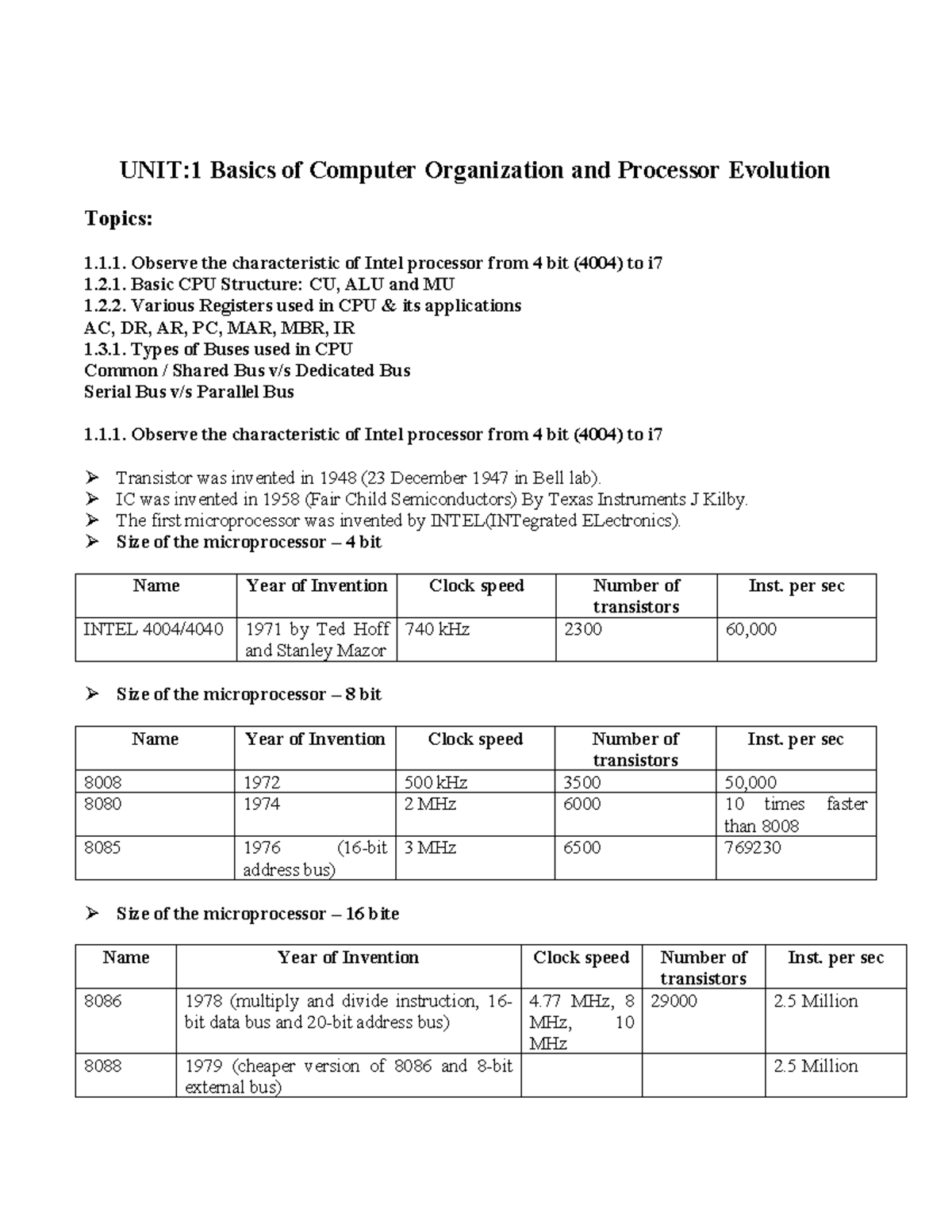 COA Imp - COA Imp - UNIT:1 Basics of Computer Organization and ...