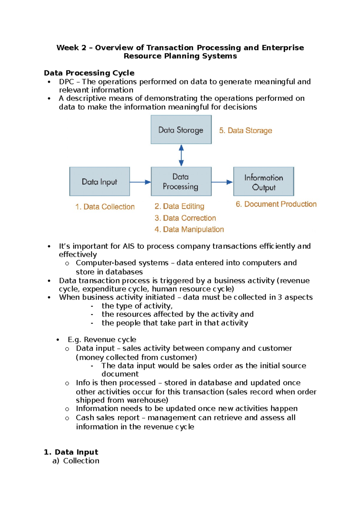 Week 2 - Information systems WEEK 2 lecture notes - Week 2 – Overview ...