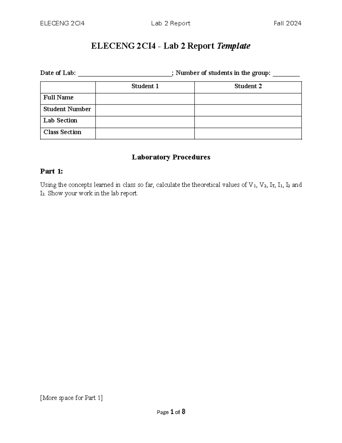 EE2CI4 Lab2 Report Template - ELECENG 2CI4 - Lab 2 Report Template Date ...