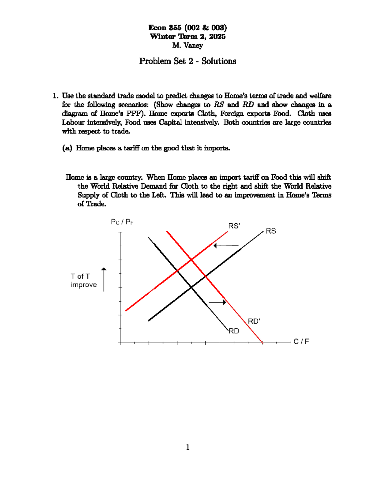 Econ 355 (002 003) Winter 2025 Problem Set 2 Solutions Analysis - Studocu