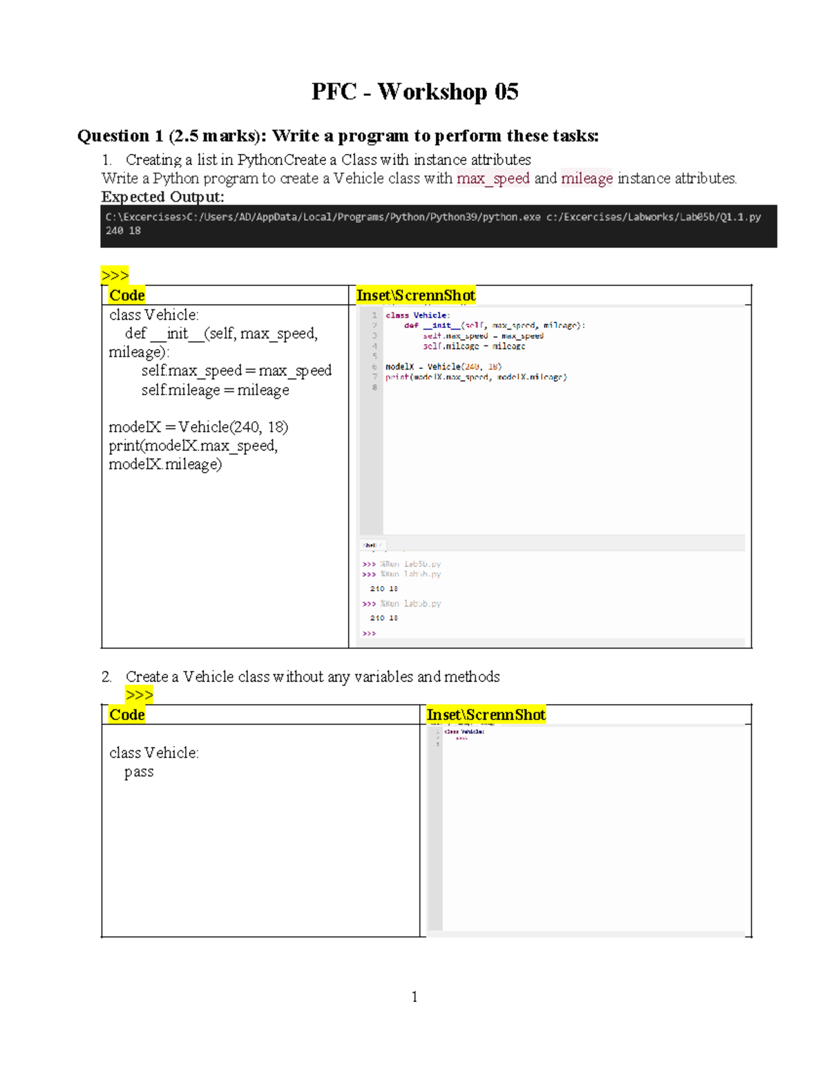 Nguyễn Châu Thành Sơn Lab 5B: Python Vehicle Class & Inheritance Tasks ...
