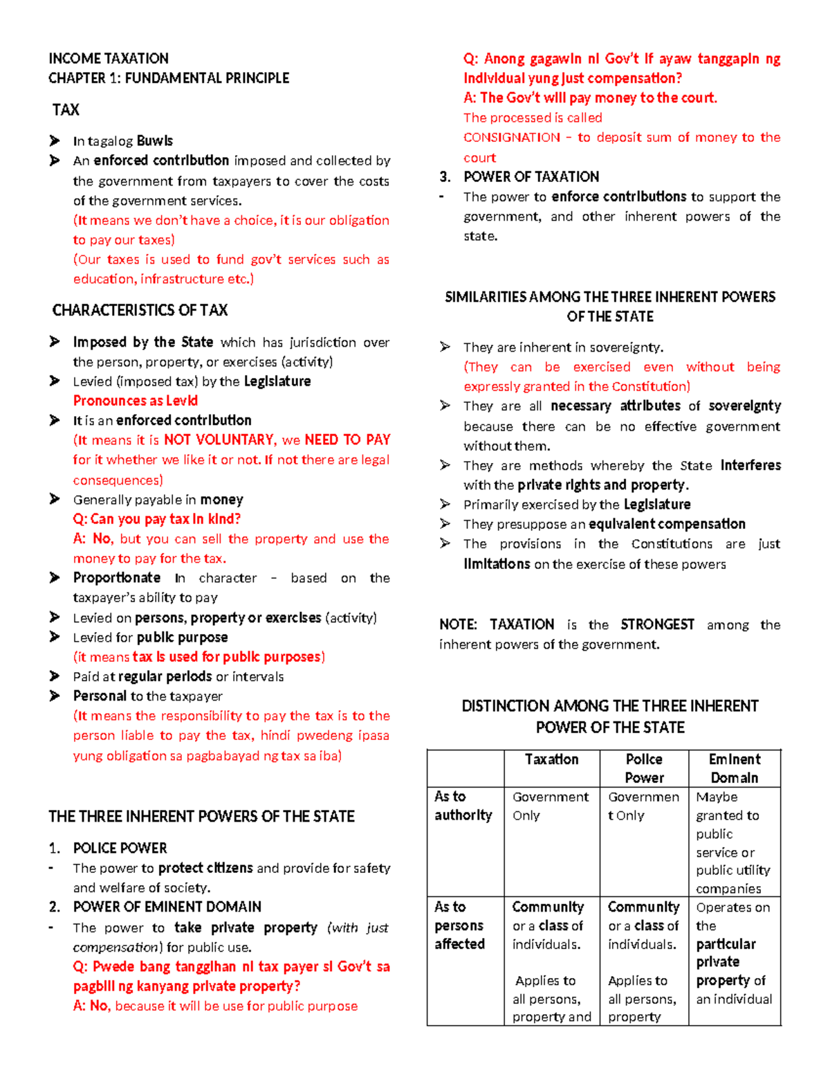 Income Taxation - Chapter 1: Key Principles and Concepts - Studocu