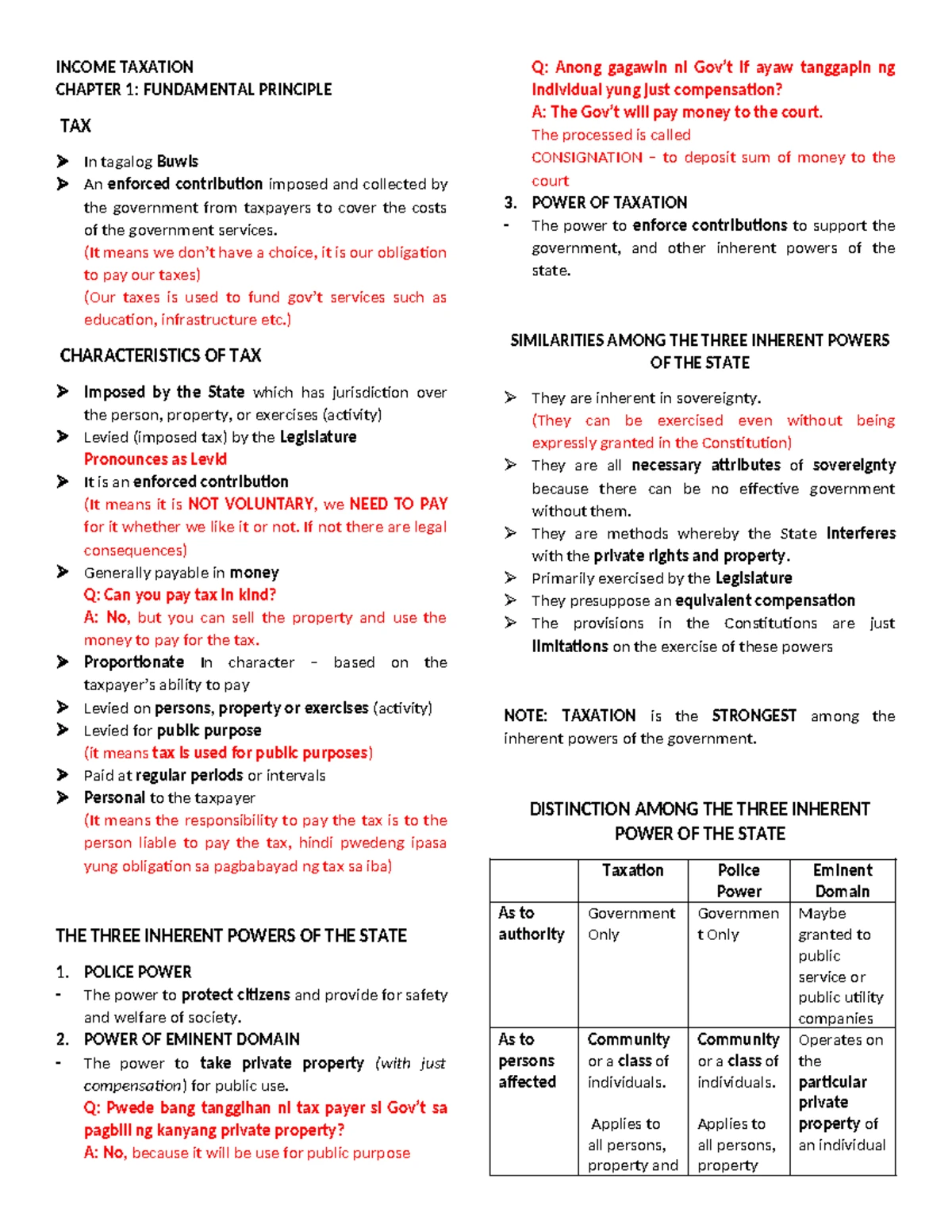 Income Tax Review: Chapter 1 Key Concepts and Questions - Studocu