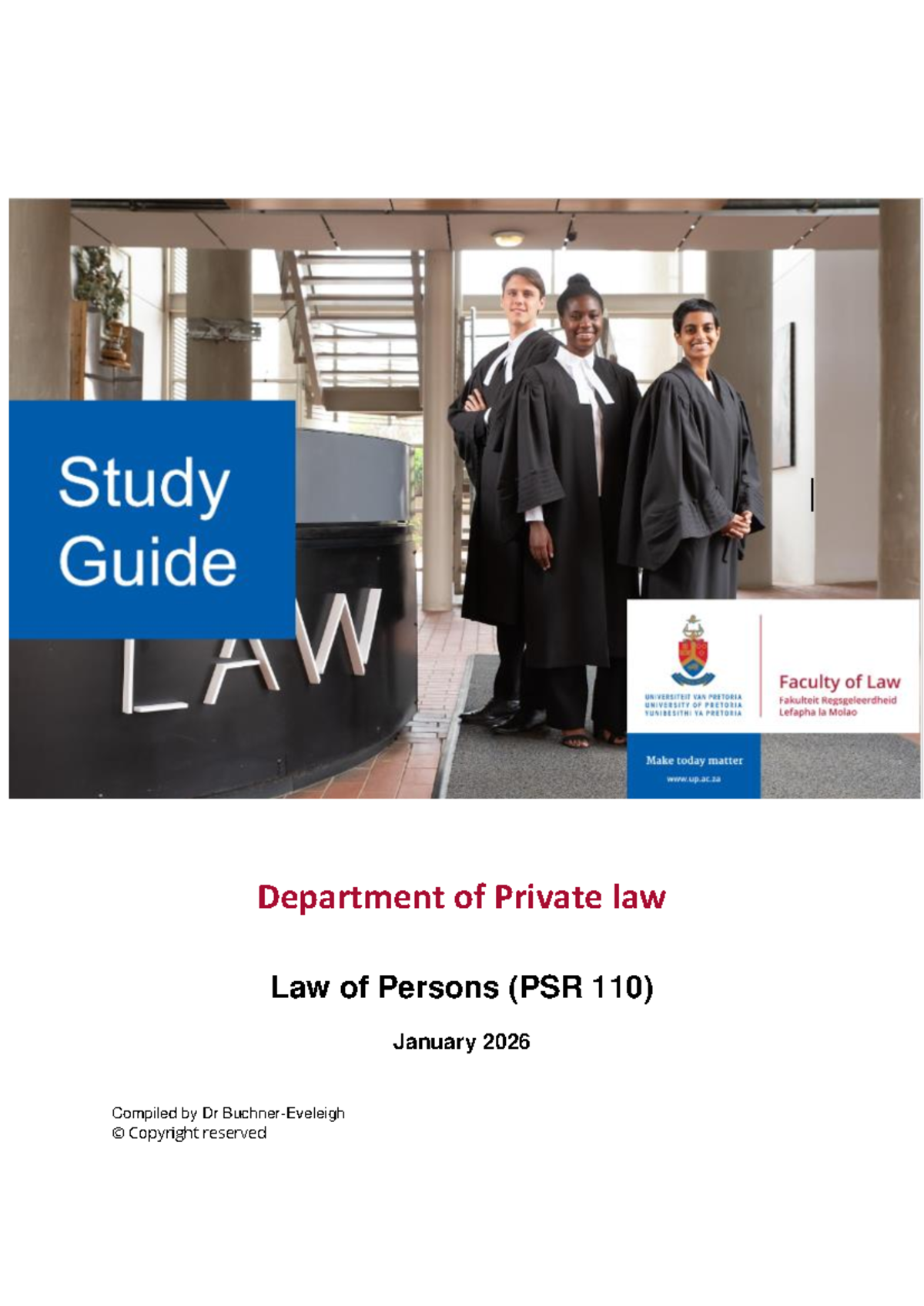 PSR 110 Law of Persons Study Guide - January 2026 - Studocu