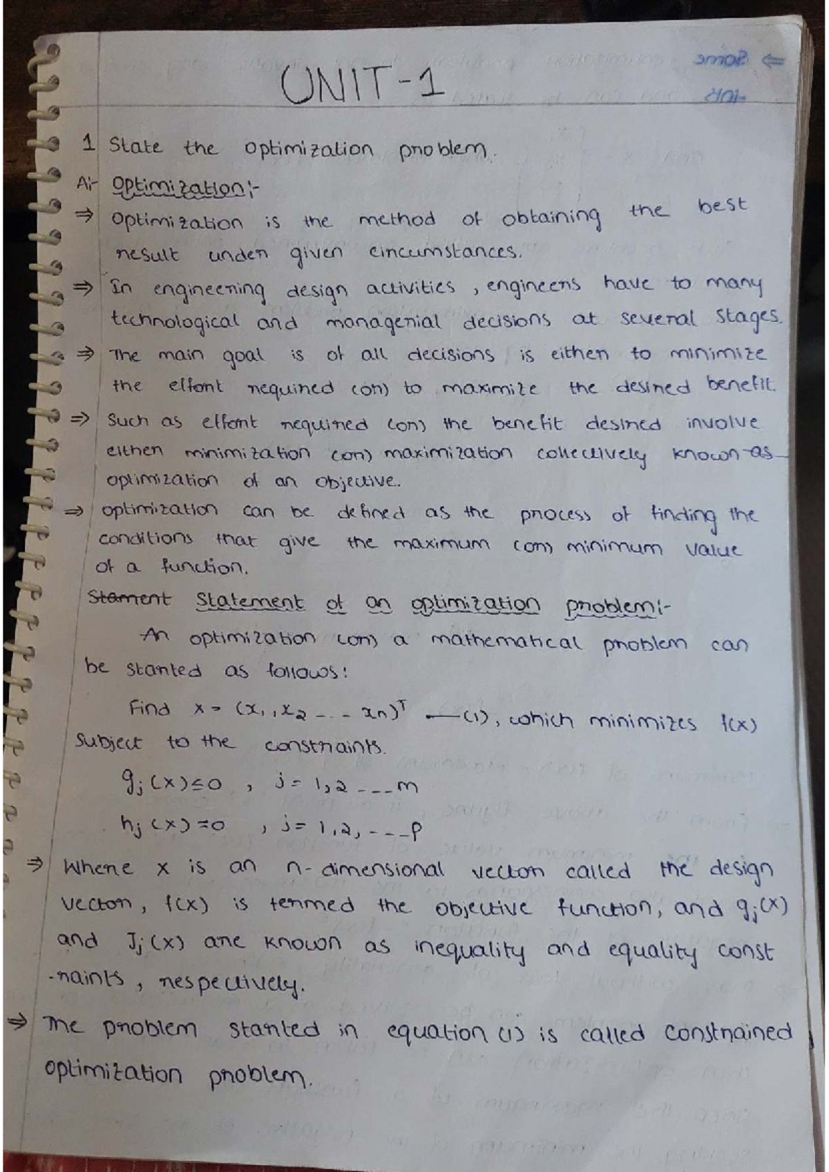 OT - Unit 1 - Lecture Notes on Optimization Techniques - Studocu