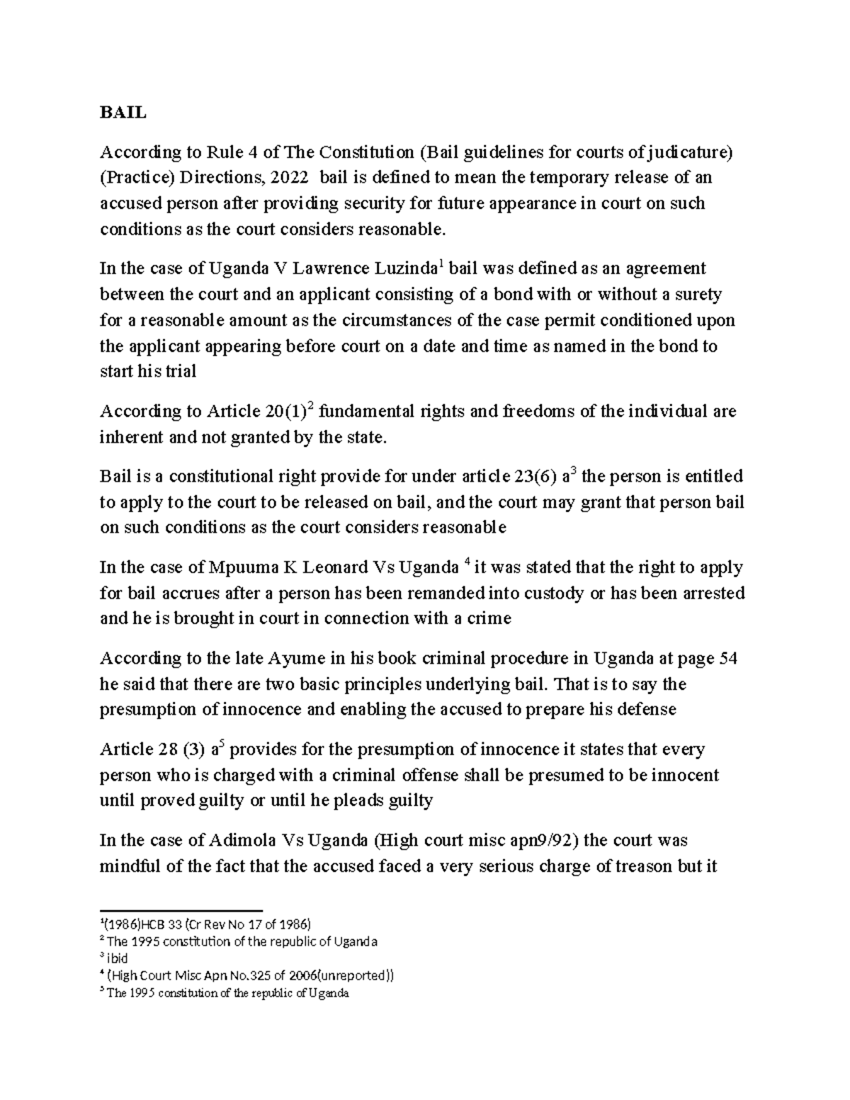 BAIL - Comprehensive Criminal Procedure Notes & Guidelines (2022) - Studocu