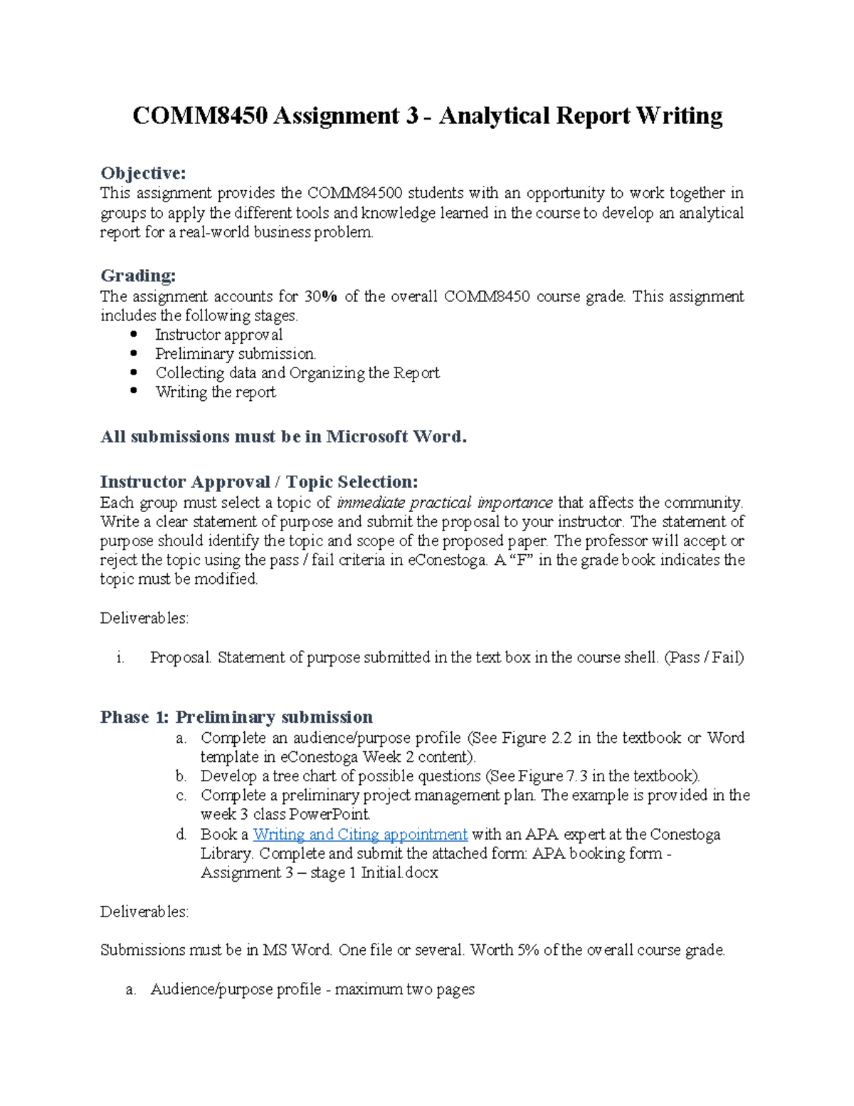 Assignment 3 - instructions all phases - COMM8450 Assignment 3 ...