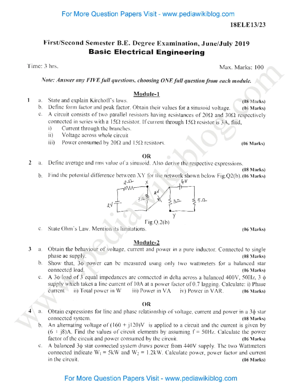 21ELE13 Basic Electrical Engineering VTU Model QP Solutions and ...