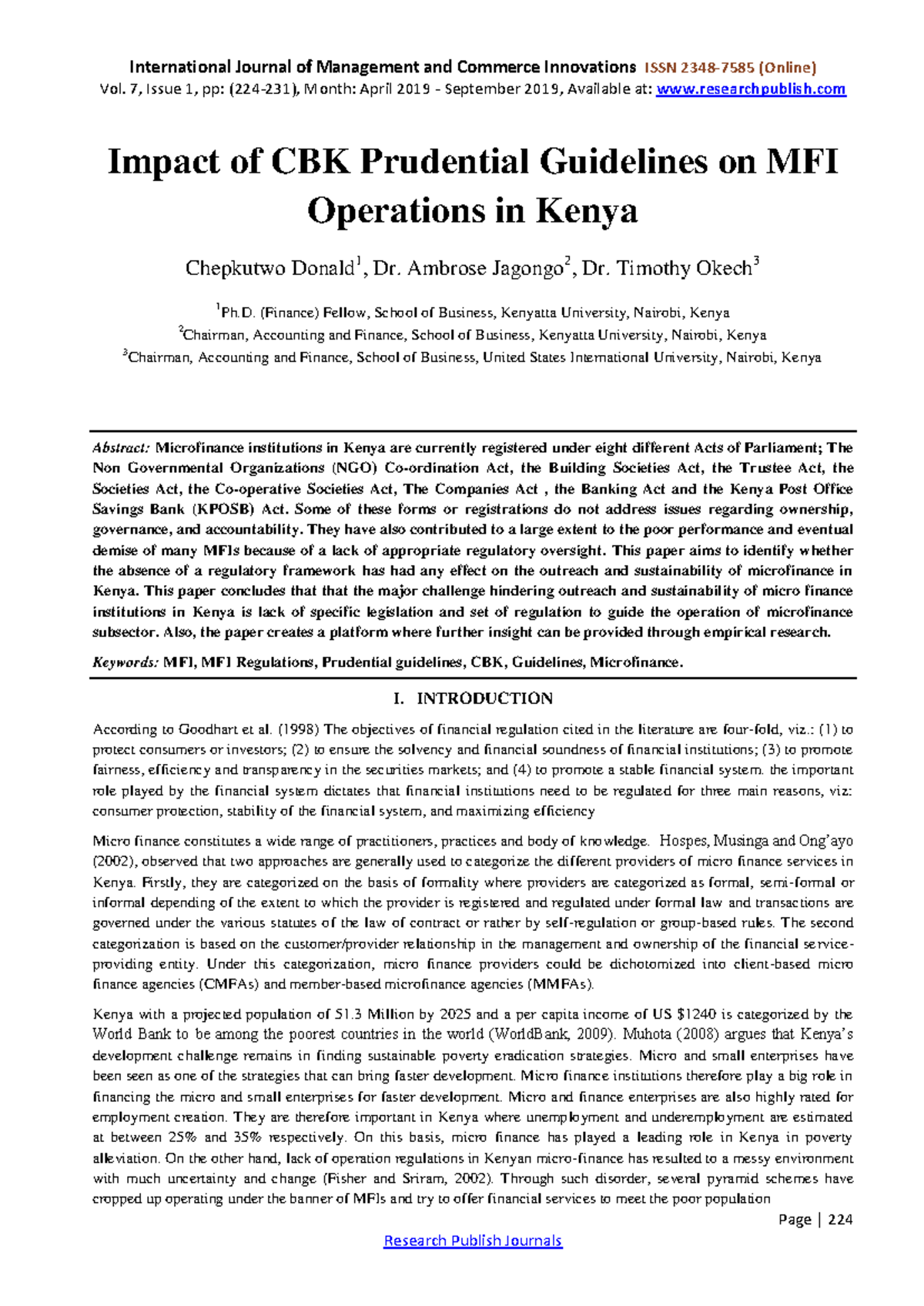 Impact of CBK Prudential Guidelines on MFI Operations in Kenya - Studocu