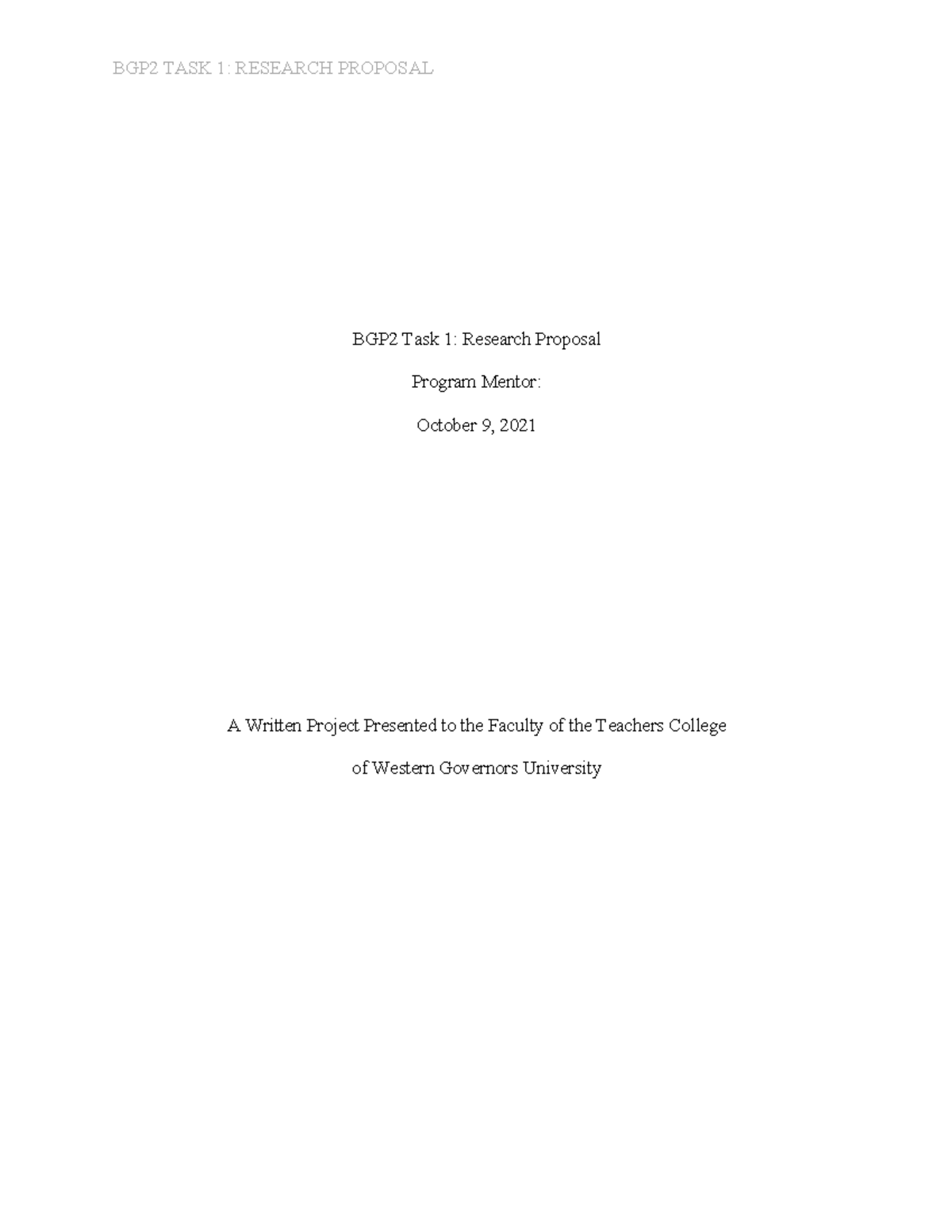 C227 Research Proposal - BGP2 TASK 1: RESEARCH PROPOSAL BGP2 Task 1 ...