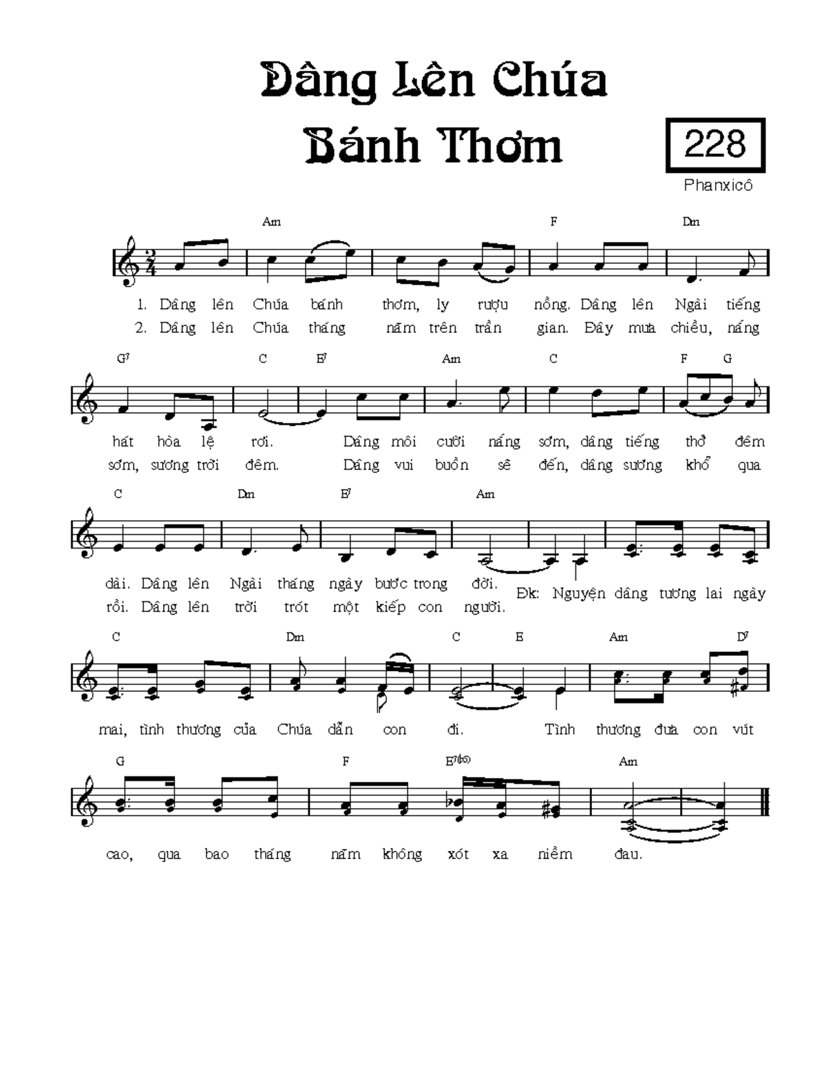 Daâng Leân Chuùa Baùnh Thôm - Rutitig 228 Phanxicoâ Am 1 - Studocu