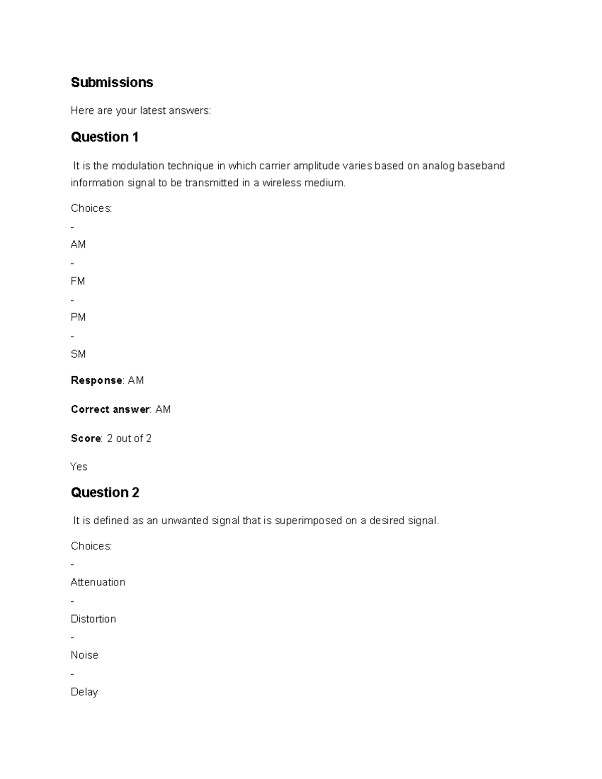 Data and Digital Communications 02 Quiz 1 Answers - Studocu