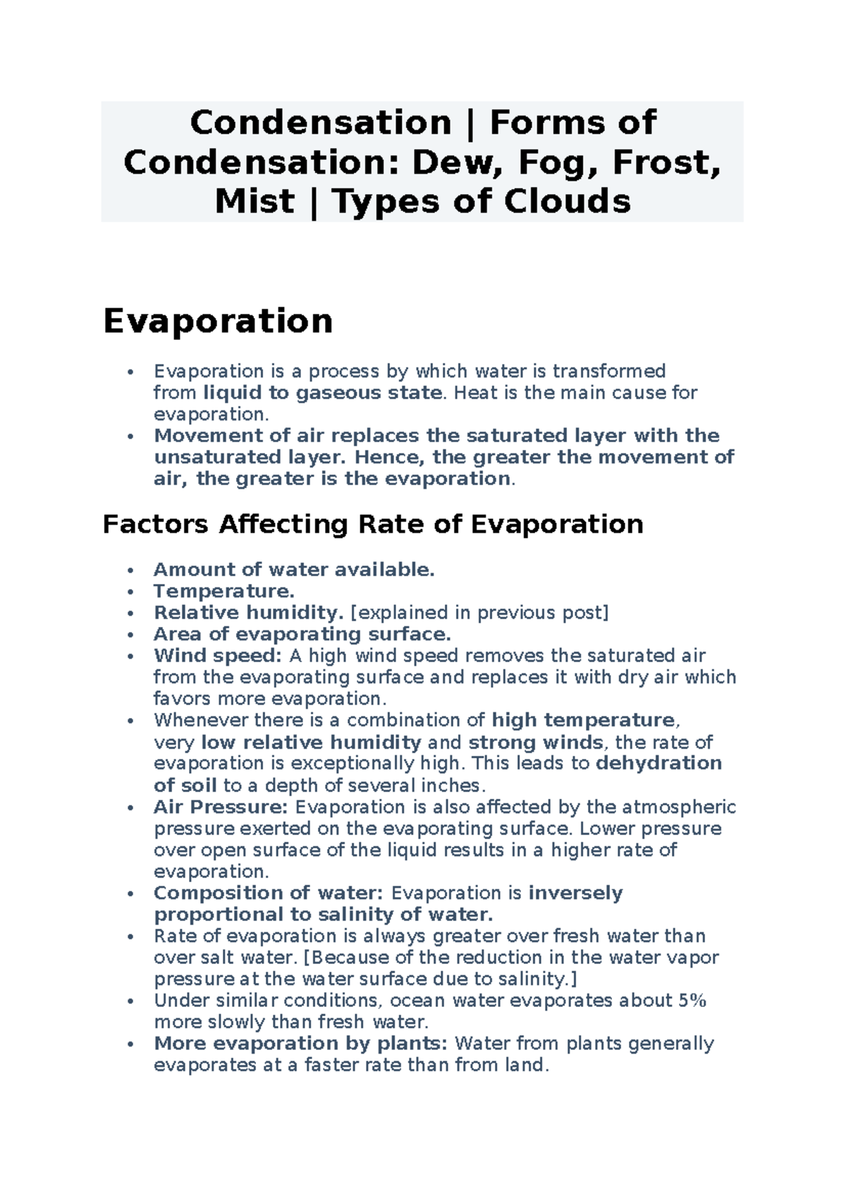 Forms of Condensation: Dew, Fog, Frost, Mist, and Clouds Explained ...
