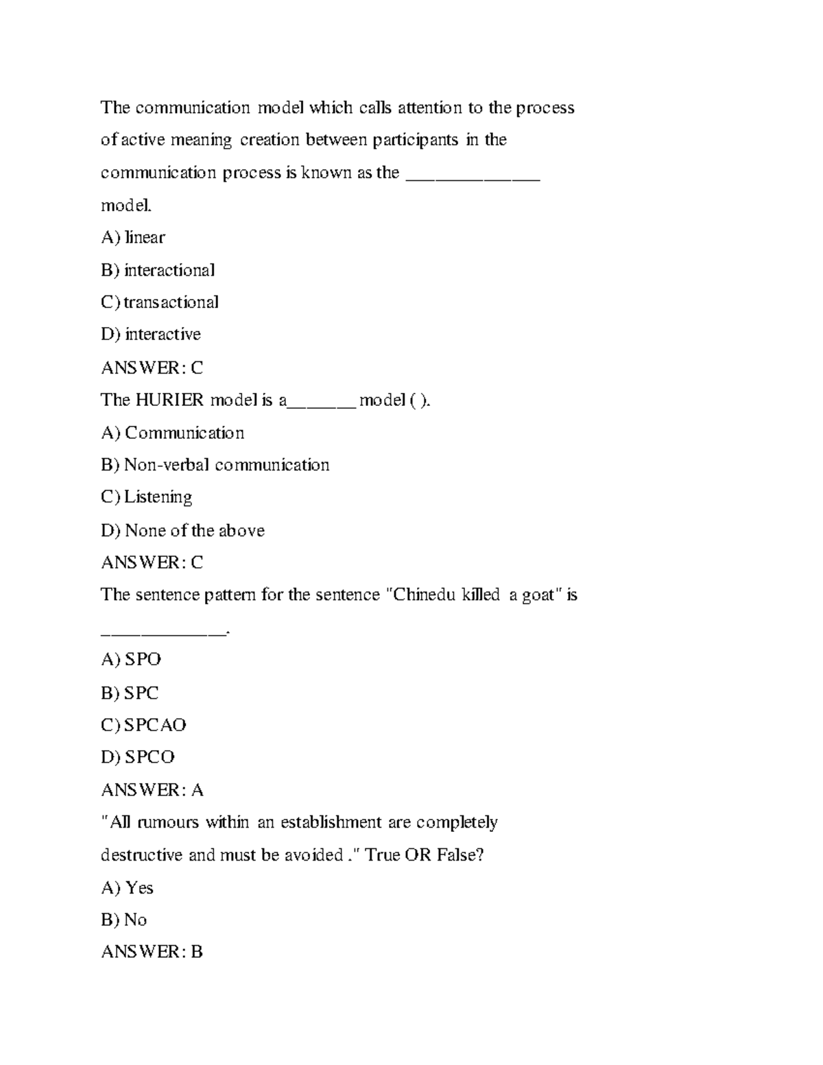 GST111 PQ - Communication Models and Listening Skills Past Questions ...