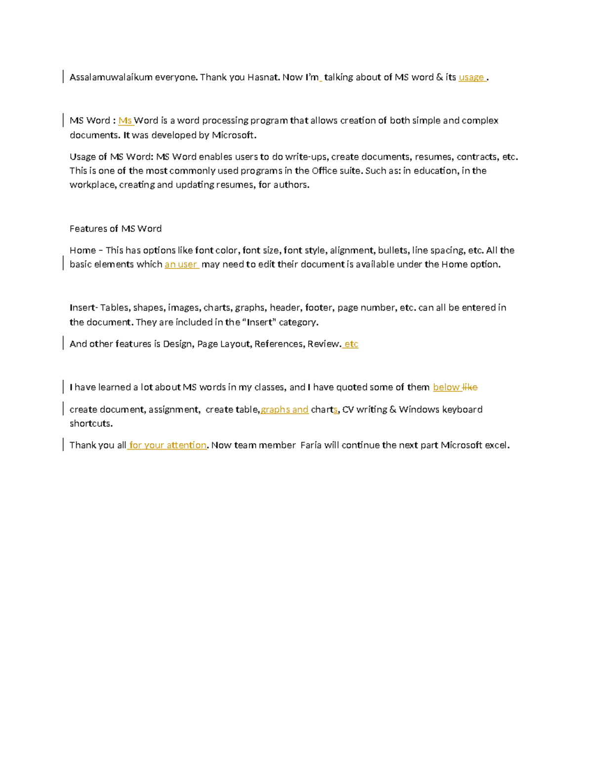 CST Presentation on MS Word: Features and Usage Overview - Studocu