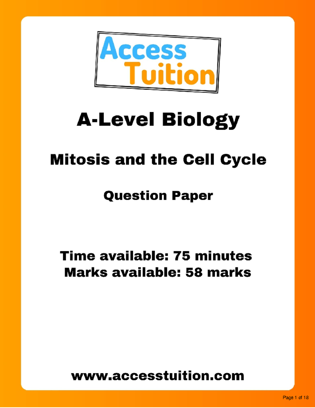 Mitosis and the Cell Cycle: QP for Biology 101 Final Exam - Studocu