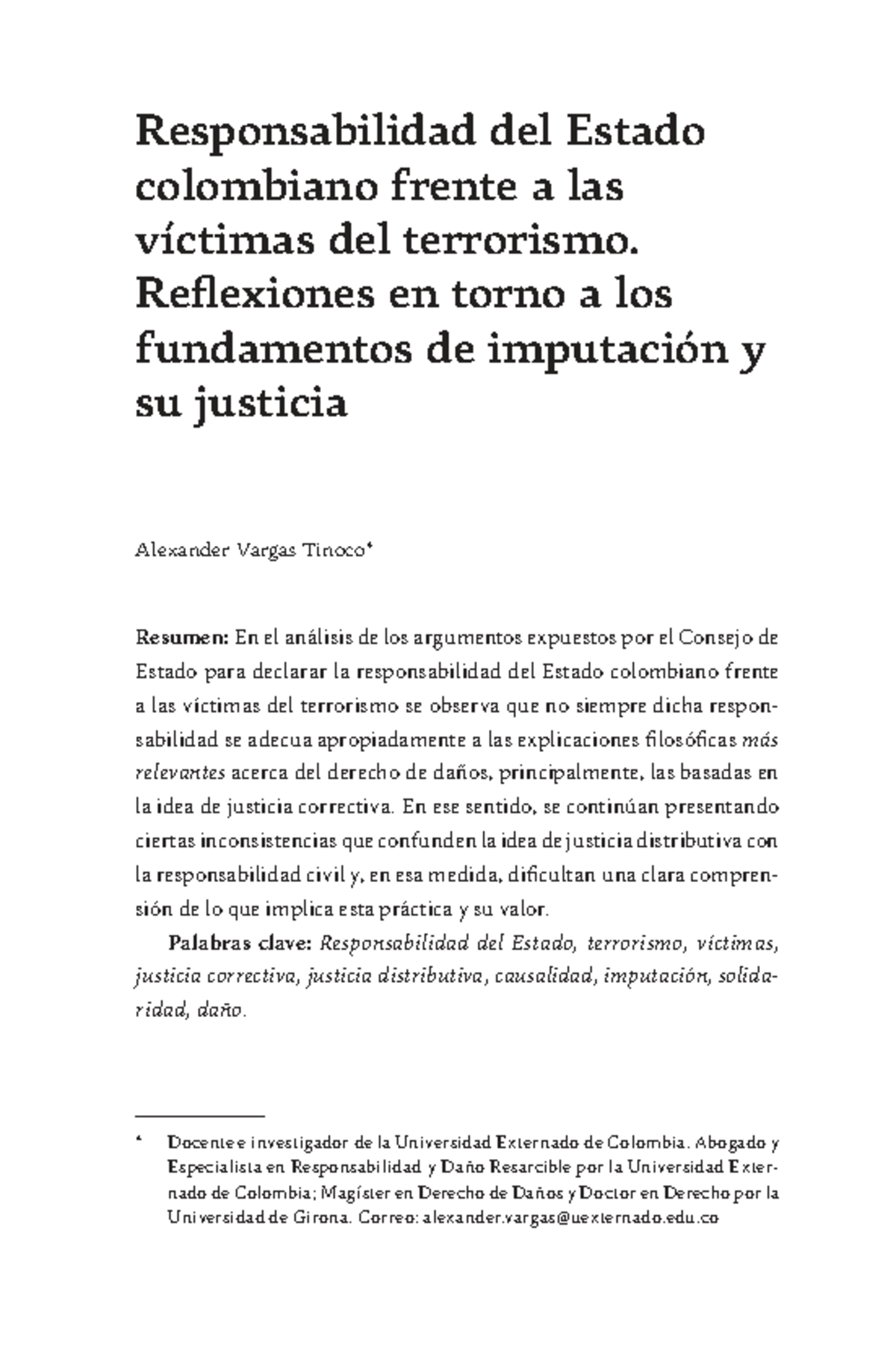 Responsabilidad del Estado colombiano ante víctimas del terrorismo - Vargas 2024 - Document Preview