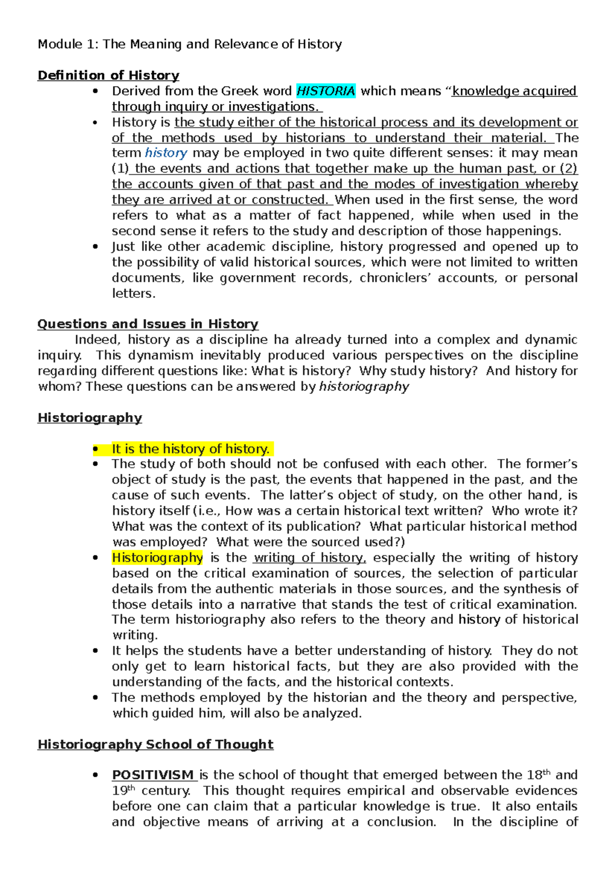 Philippine History Module 1: Definition, Questions, and Sources - Studocu