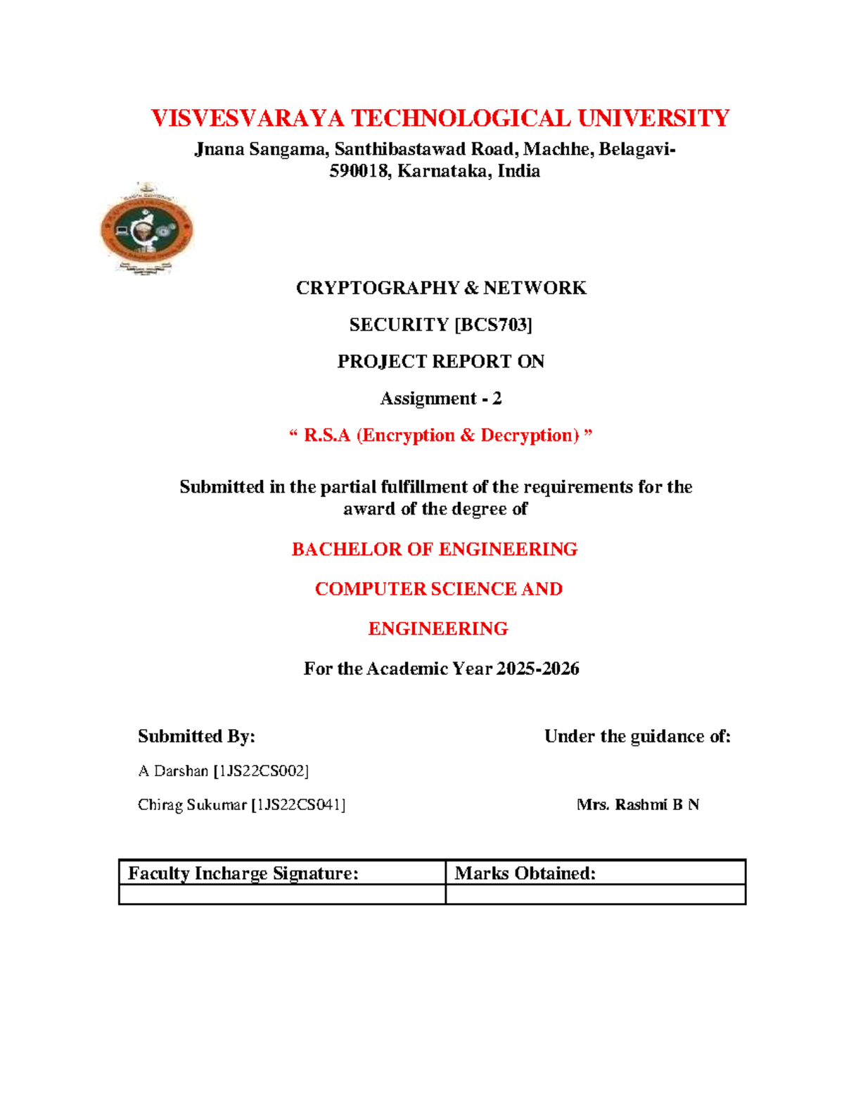 Assignment 2: RSA Algorithm Project Report - Cryptography & Network ...