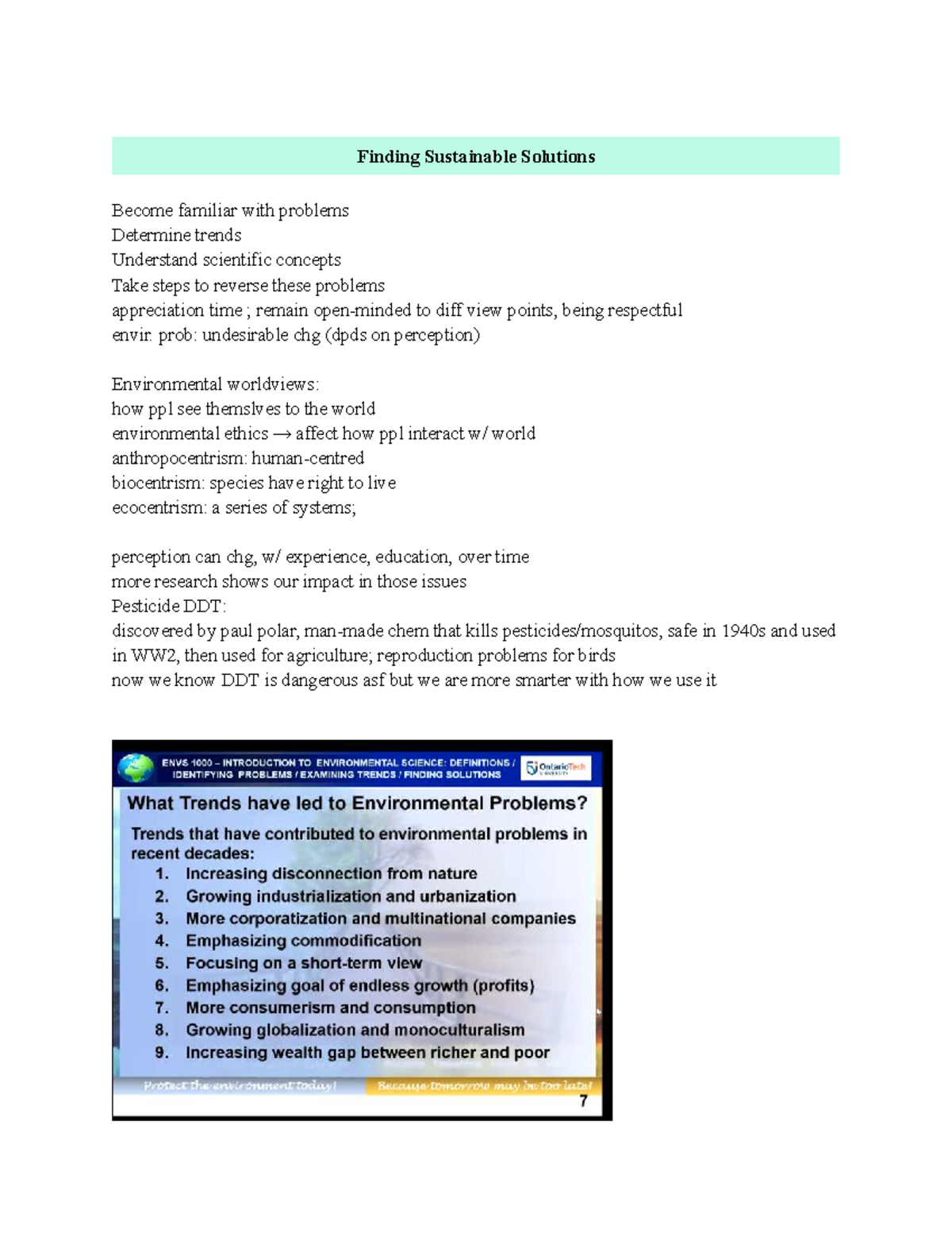 ENV SCI Notes: Understanding Environmental Issues and Solutions - Studocu