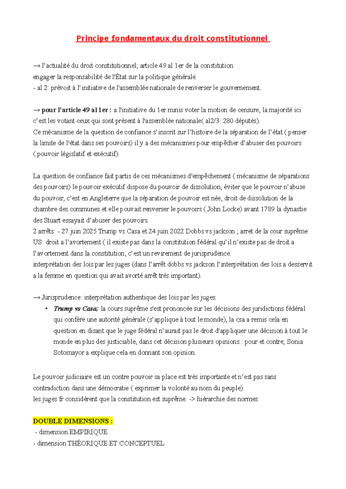 Droit Constitutionnel 2 : Analyse de l'Article 49 et Souveraineté - Studocu