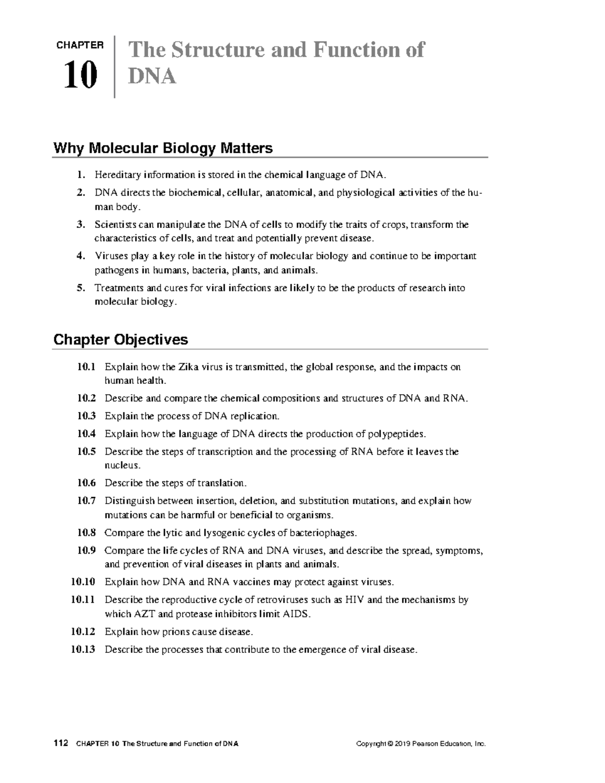 Chapter 10: Structure & Function of DNA - BIO 101 Lecture Notes - Studocu
