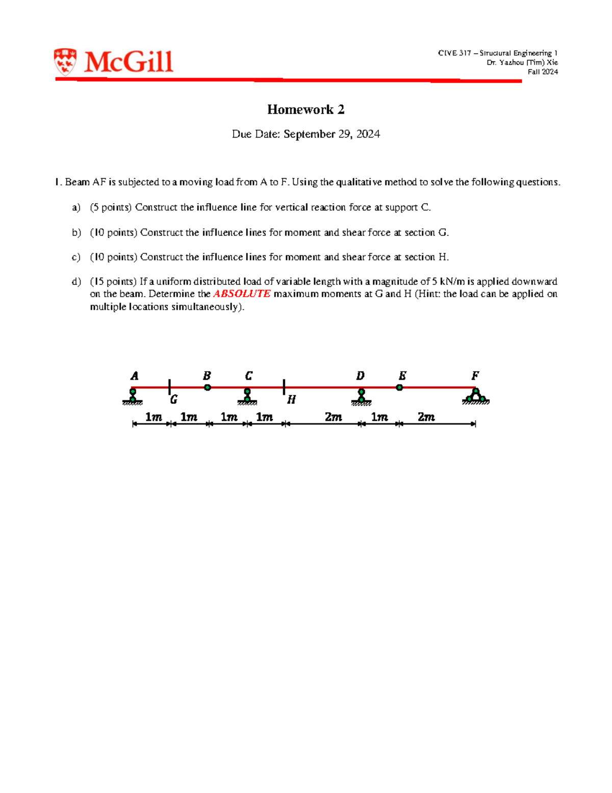CIVE 317 Structural Engineering 1 - Homework 2 Solutions - Studocu