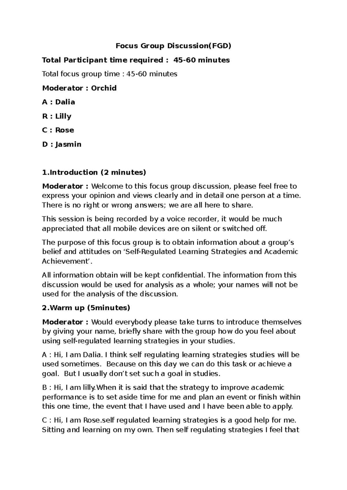 Focus group analysis - Nothibg - Focus Group Discussion(FGD) Total ...