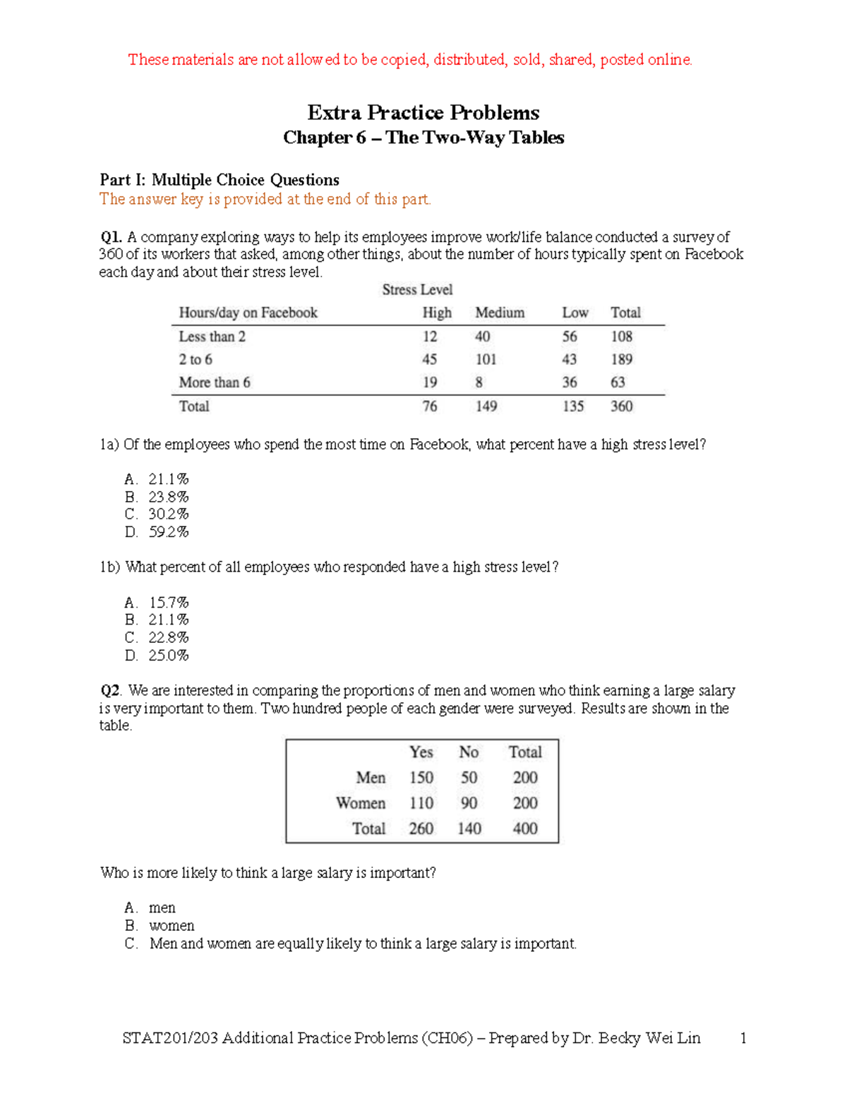 Chapter 06: Extra Practice Problems & Answer Key (CH06) - Studocu
