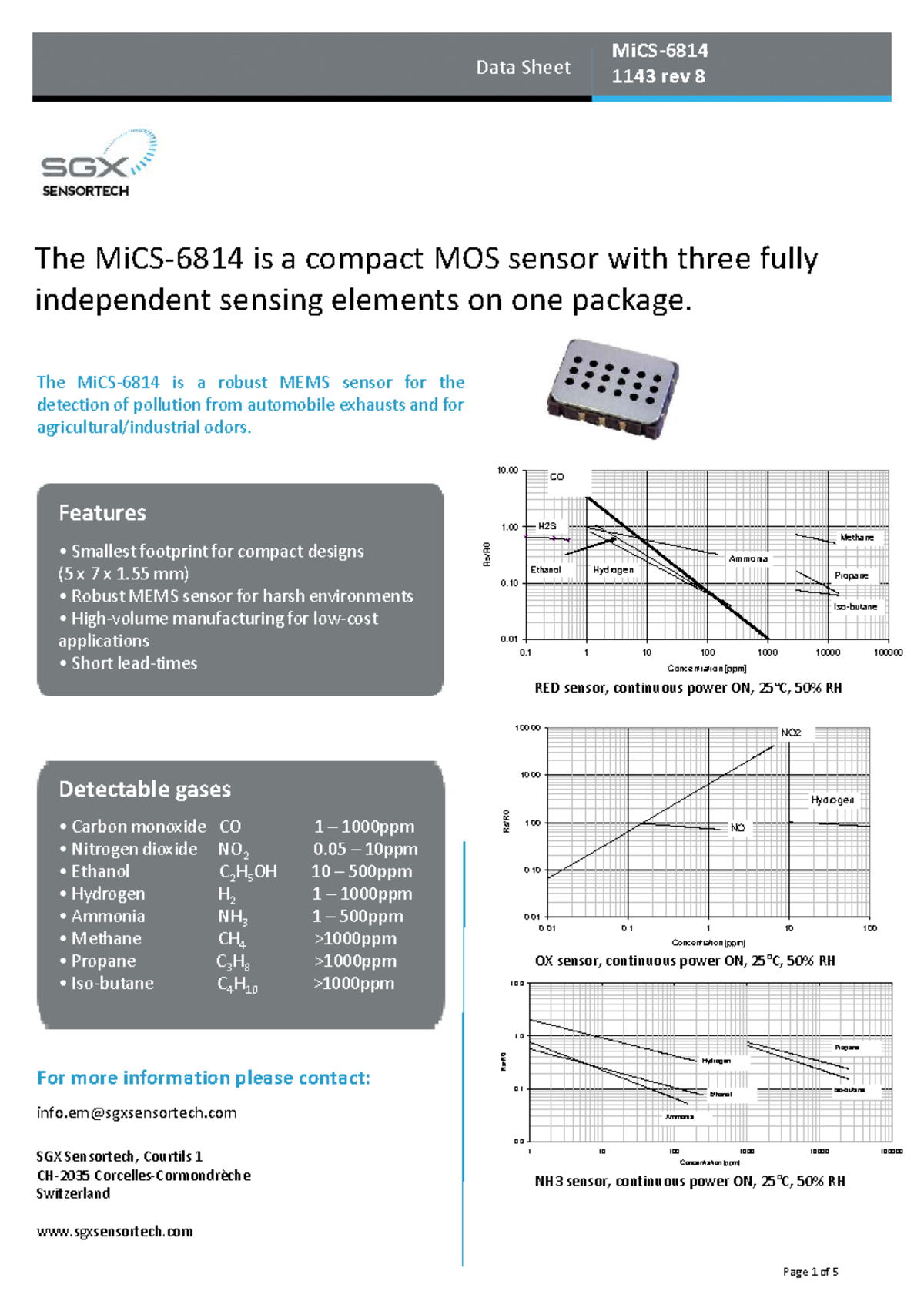 1143 CS-6814 Rev 8 Data Sheet for Compact MOS Sensor - Studocu