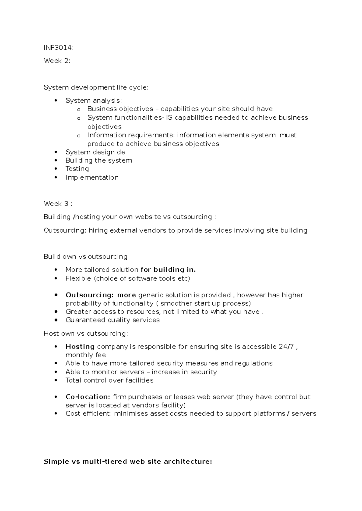 INF3014: Week 2-4 Notes on System Development & User Experience - Studocu
