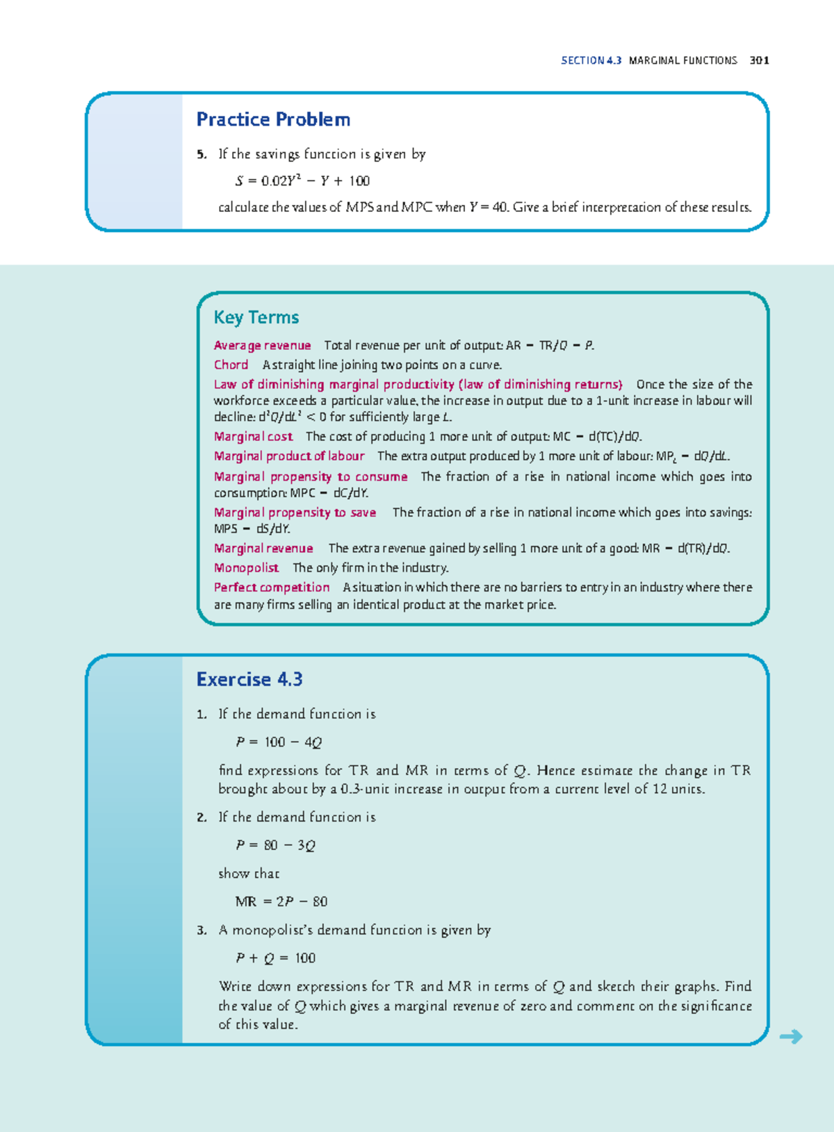 Exercise marginal function - SECTION 4 MARGINAL FUNCTIONS 301 Practice ...