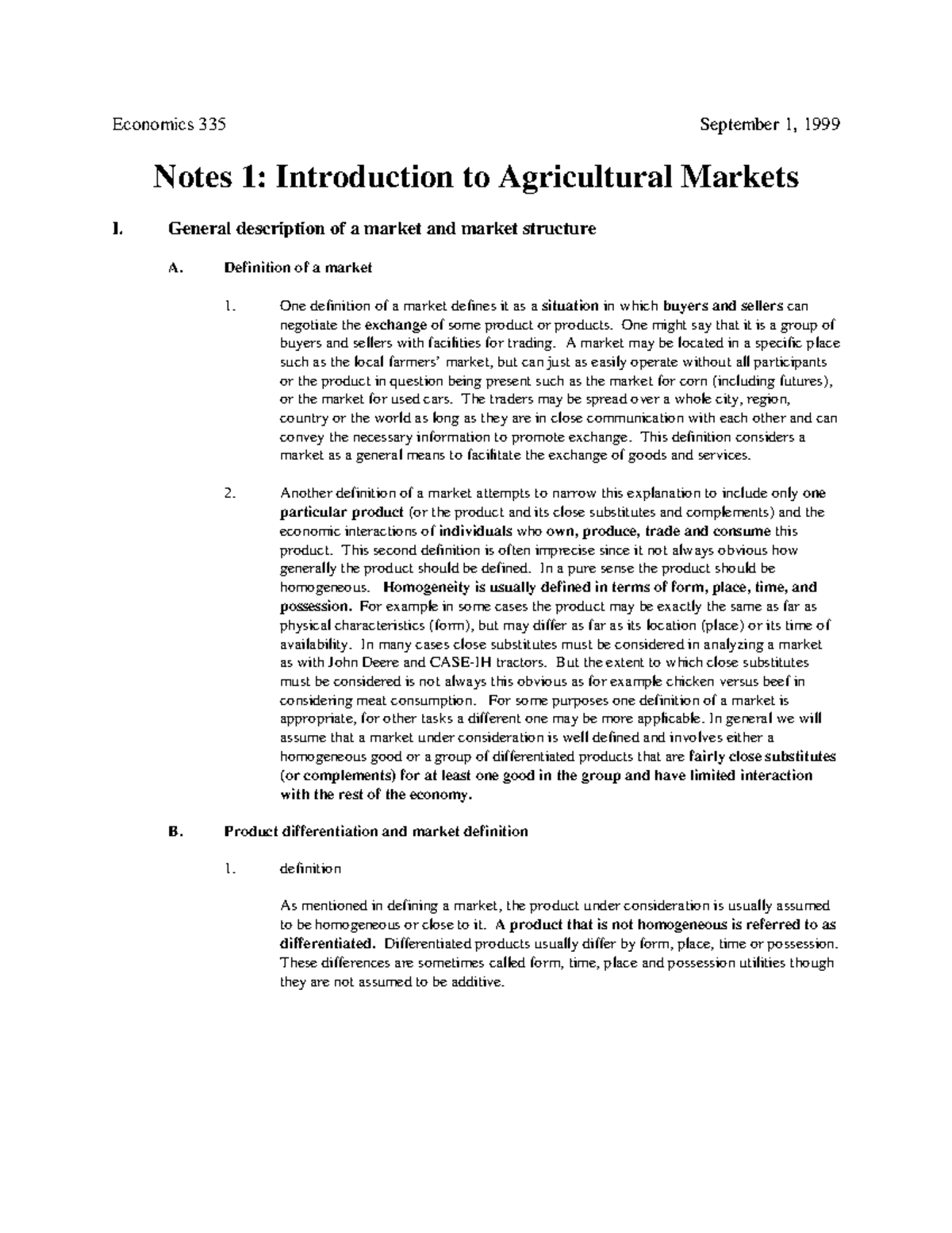 Economics 335: Intro to Ag Marketing - Market Structure Overview - Studocu