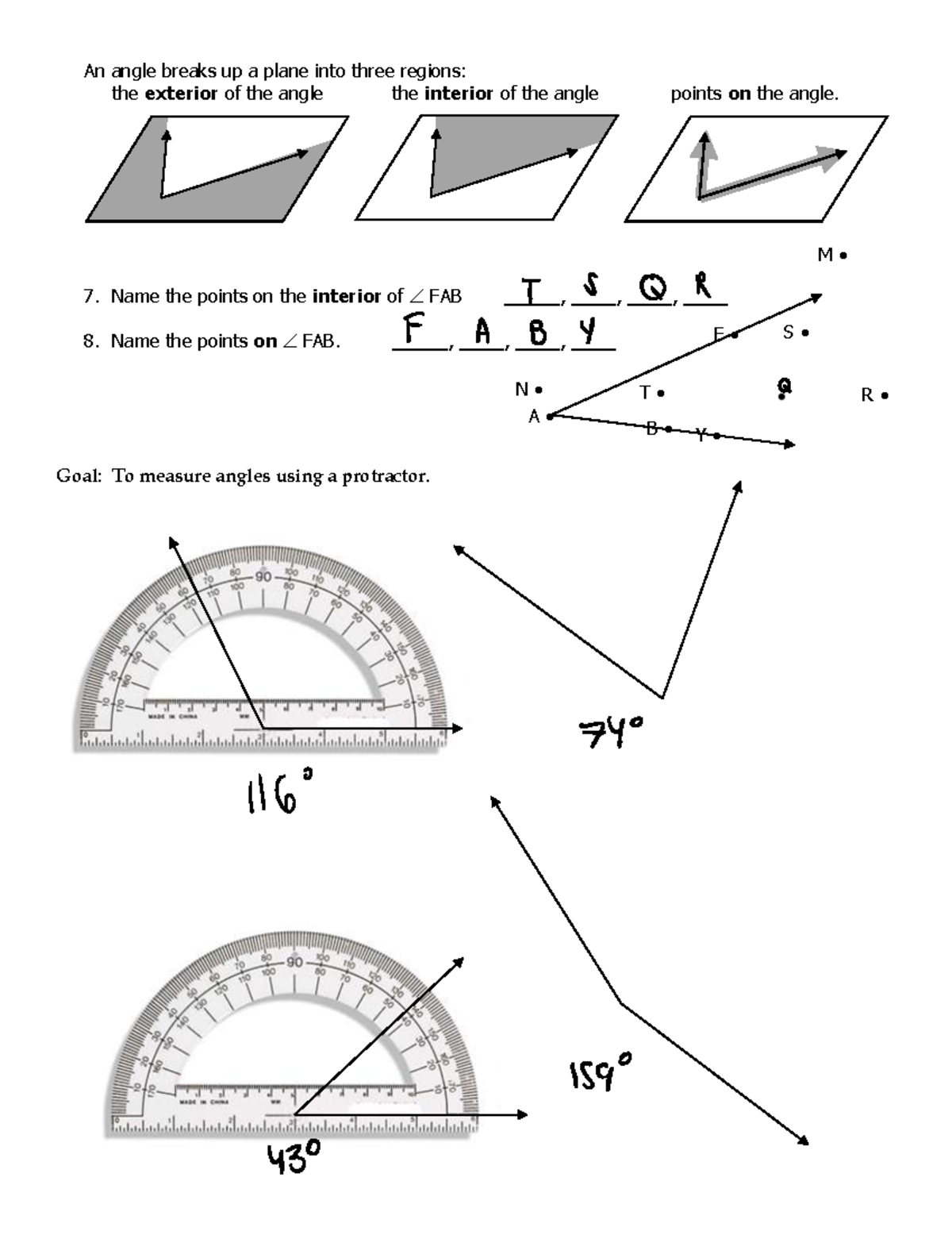 1-3-3 Practice Notes: Measuring Angles and Identifying Figures - Studocu
