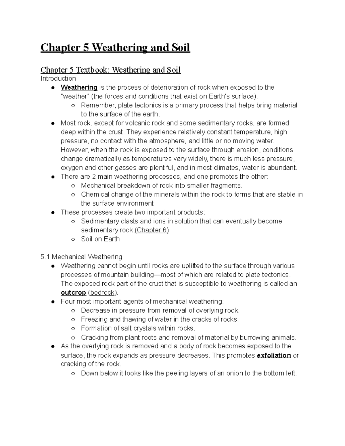 GEO 102 - Chapter 5 Study Notes: Weathering and Soil Processes - Studocu