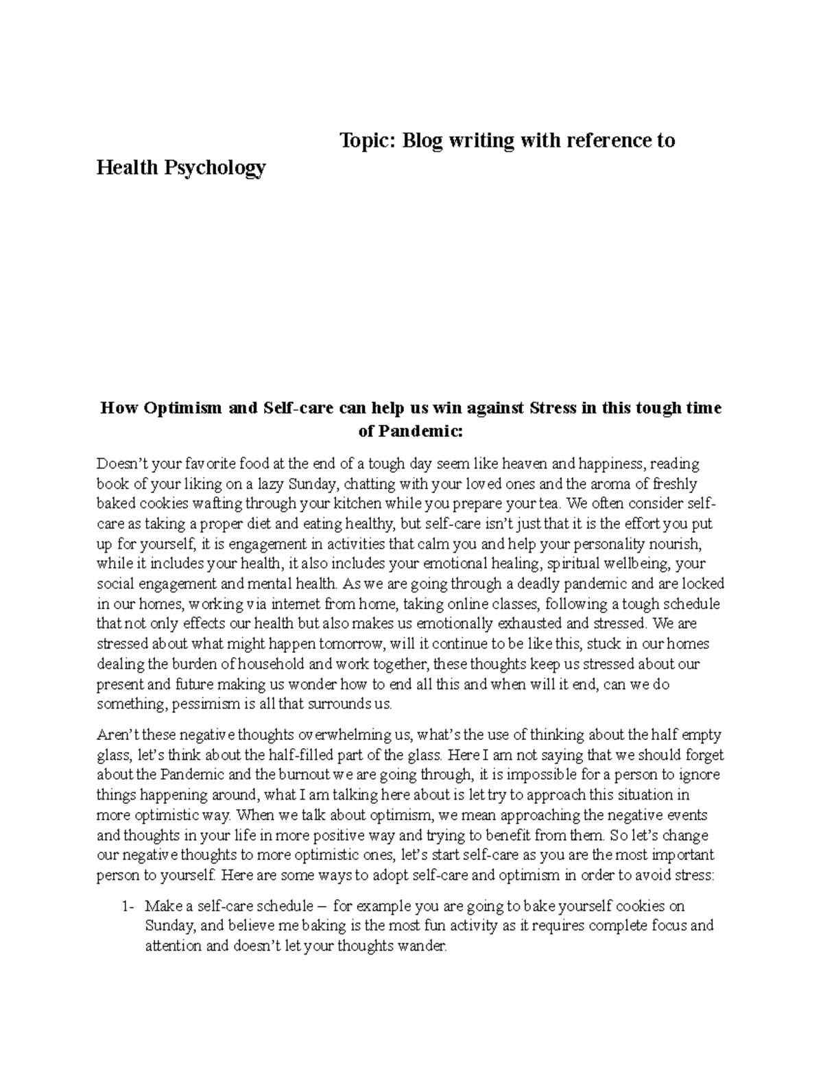 Health psychology blog - full blog on self esteem - Clinical psychology ...