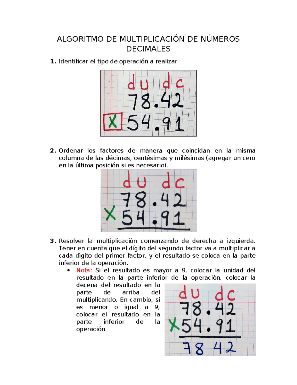 Algoritmo de Multiplicación de Números Decimales - Guía de Estudio ...