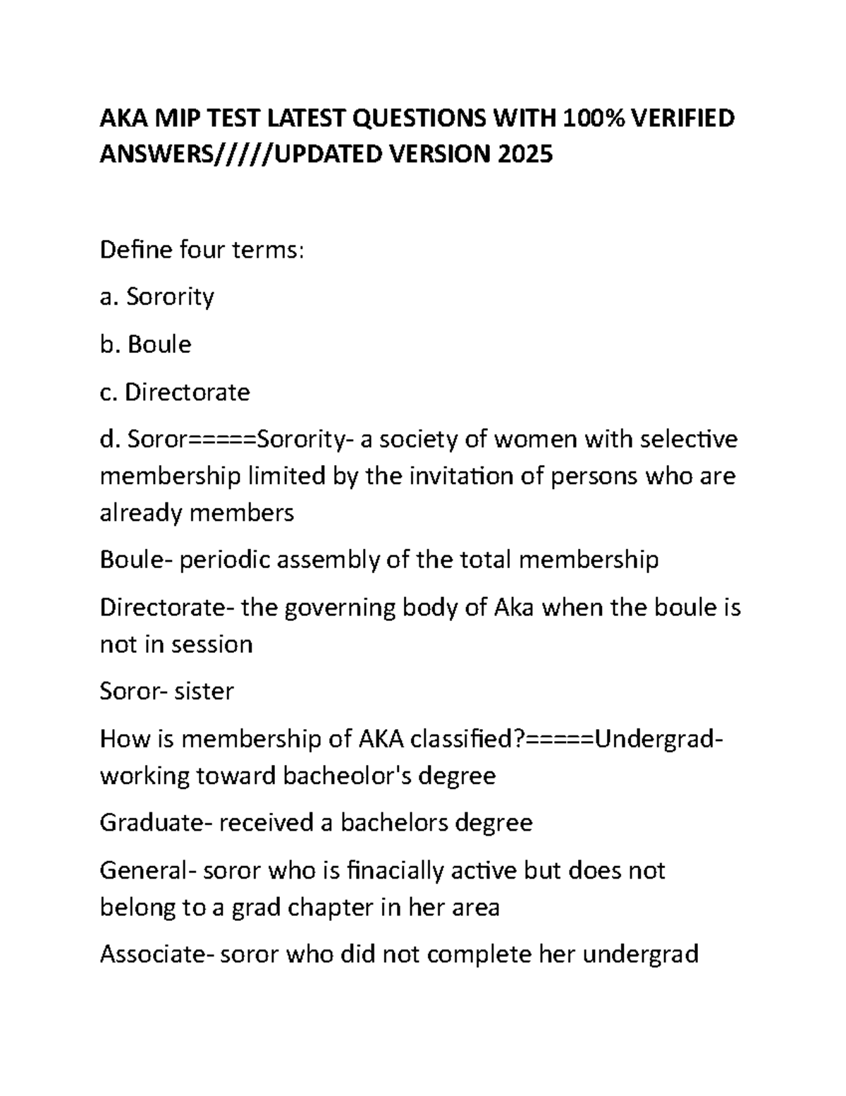 AKA MIP Test Latest Questions with 100% Verified Answers (2025) - Studocu