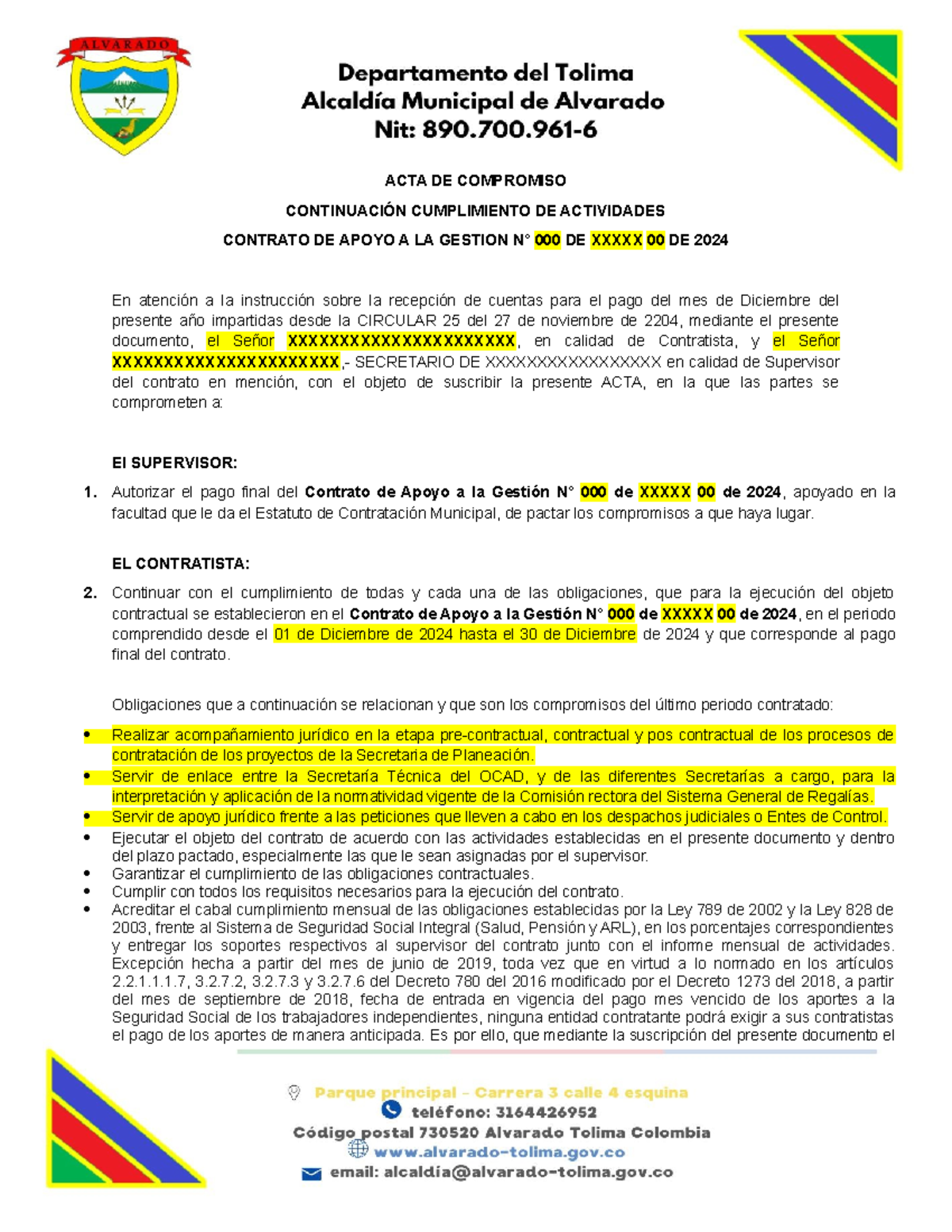 ACTA DE Compromiso PAGO Final 2024 Apoyo - ACTA DE COMPROMISO ...