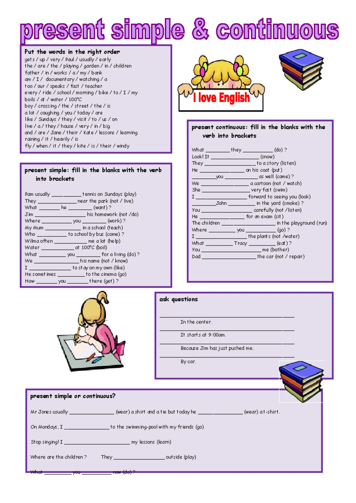 PRESENT CONTINUOUS - Worksheet for Students (Grammar Practice) - Studocu