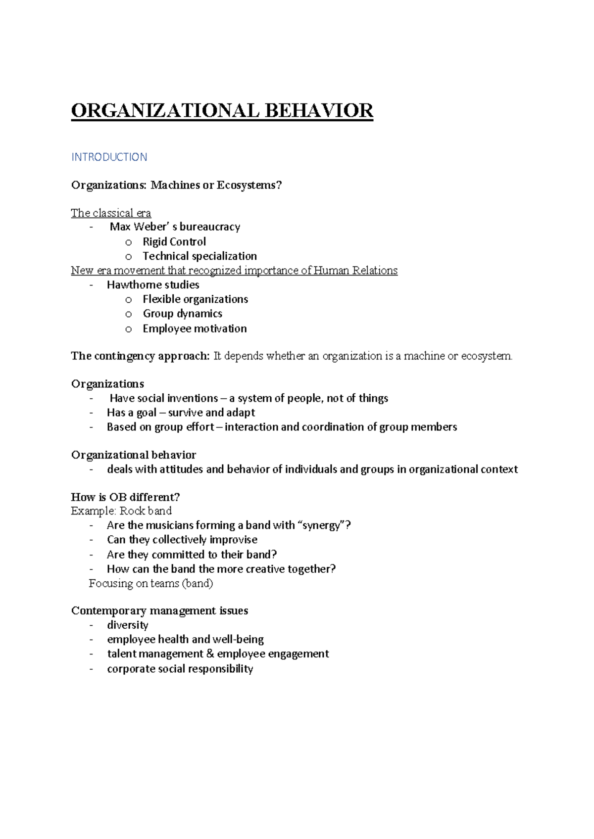 OB 101: Comprehensive Lecture Notes on Organizational Behavior ...