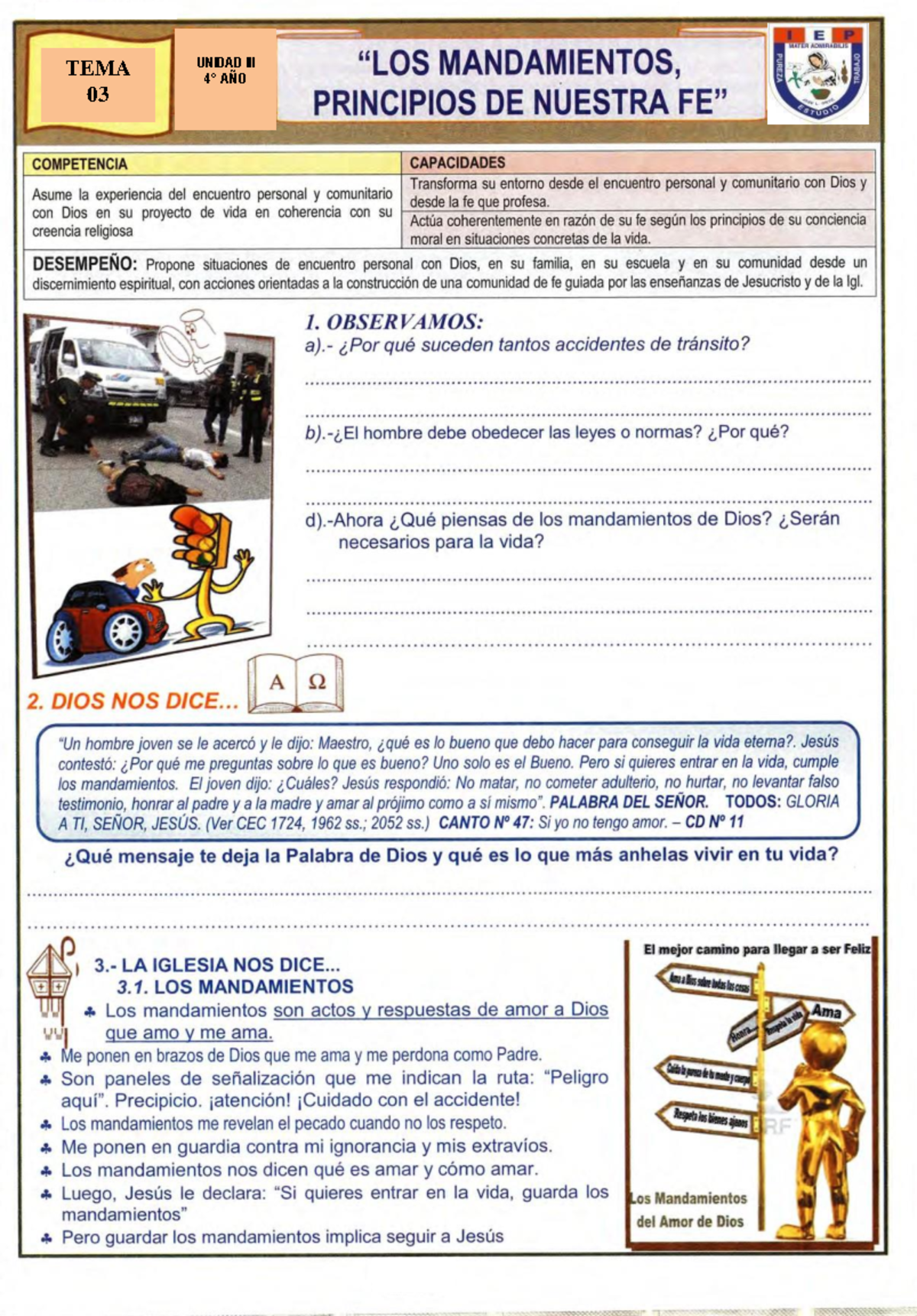 Actividad 3 - Unidad III: Comprendiendo los Mandamientos en 4° Año ...