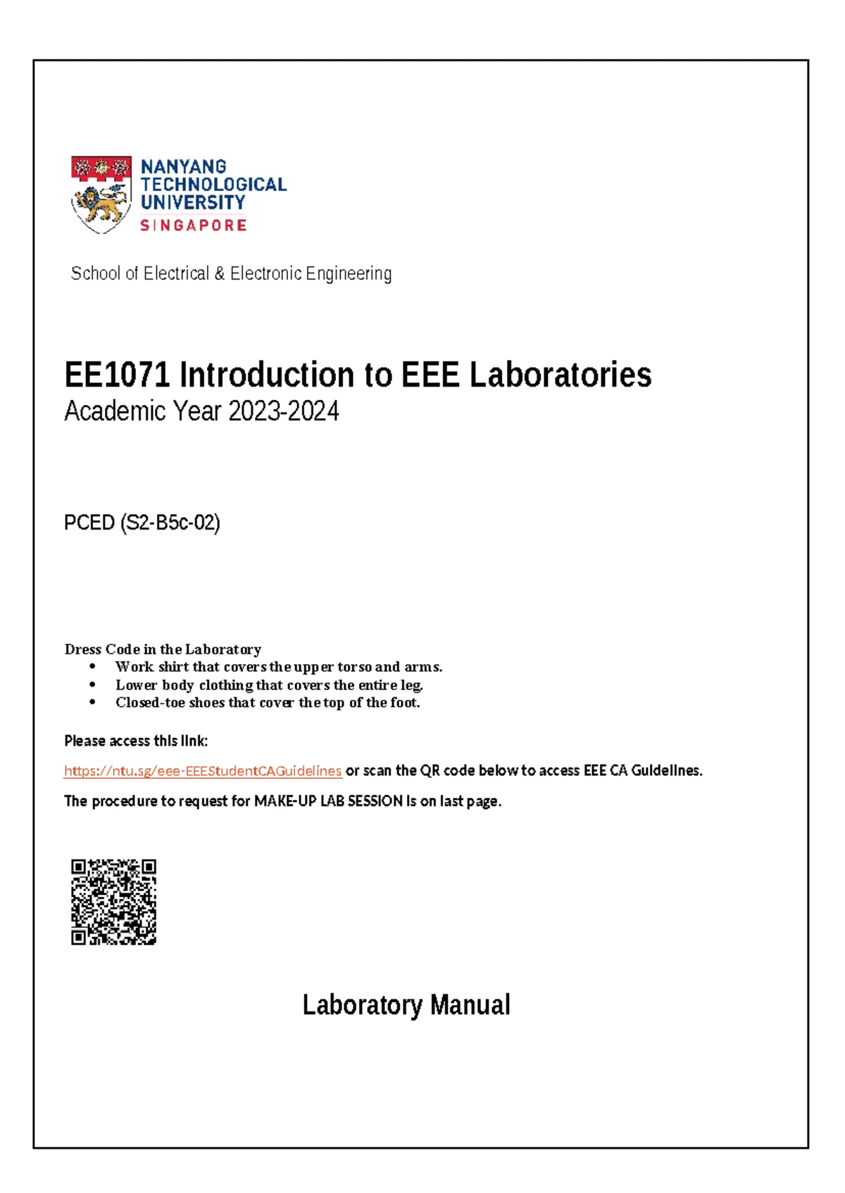 EE1071 Introduction to EEE Labs Syllabus & Marks Overview - Studocu