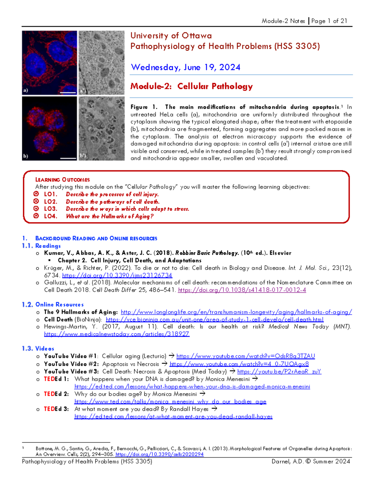 Module-2 Cellular Pathology Overview (HSS3305) Summer 2024 - Studocu