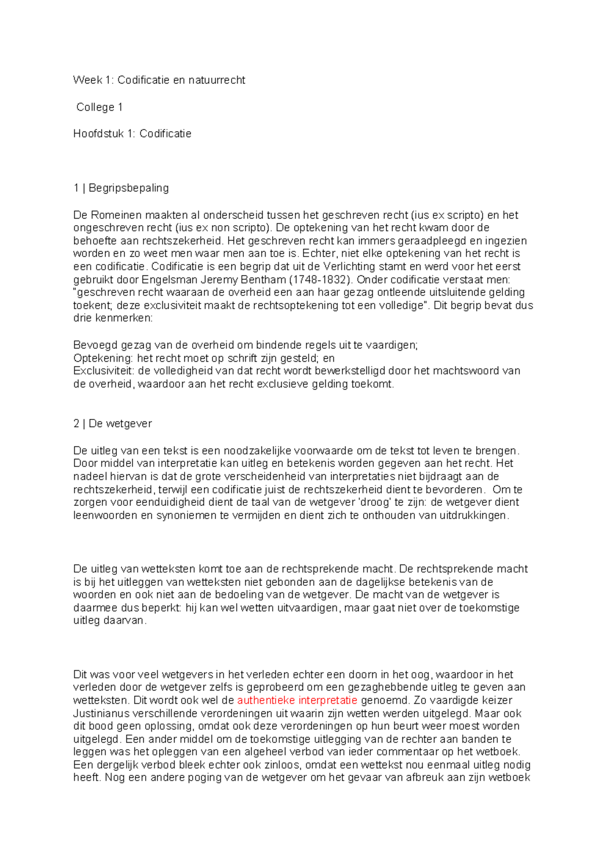 Rechtsgeschiedenis college aantekeningen: Week 1 & 2 Over Codificatie ...