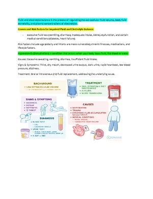 Fluid and Electrolytes - Study Notes & Assignments - Studocu